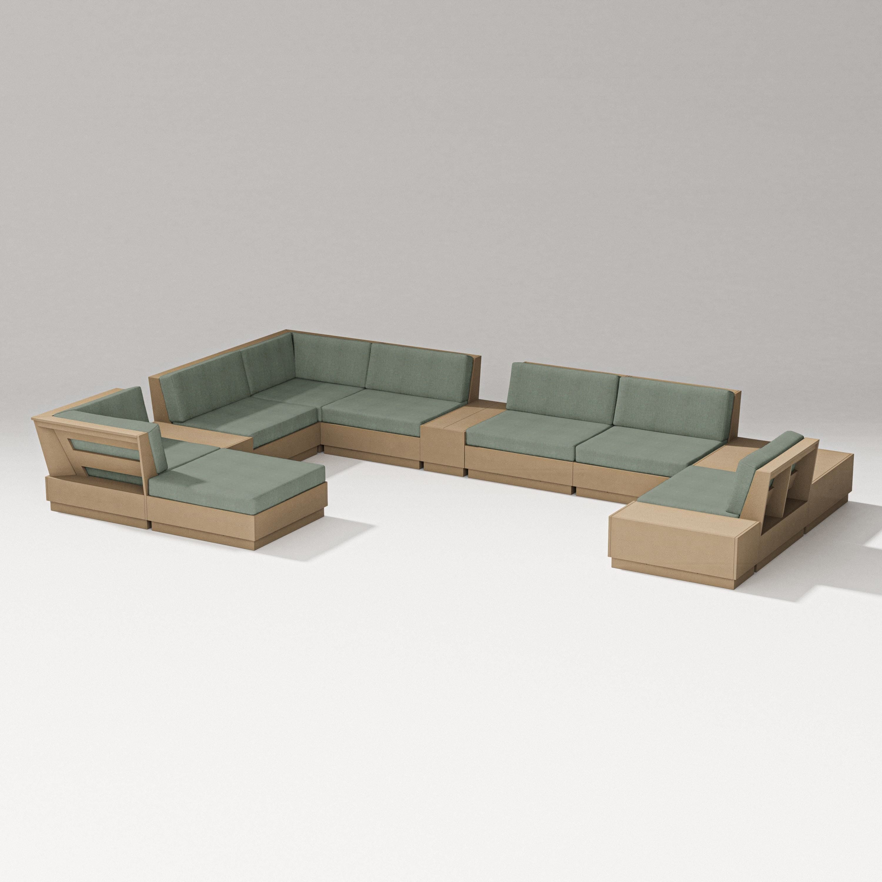 PW Designer Series Elevate 12-Piece Conversation Sectional Set in Vintage Sahara / Cast Sage