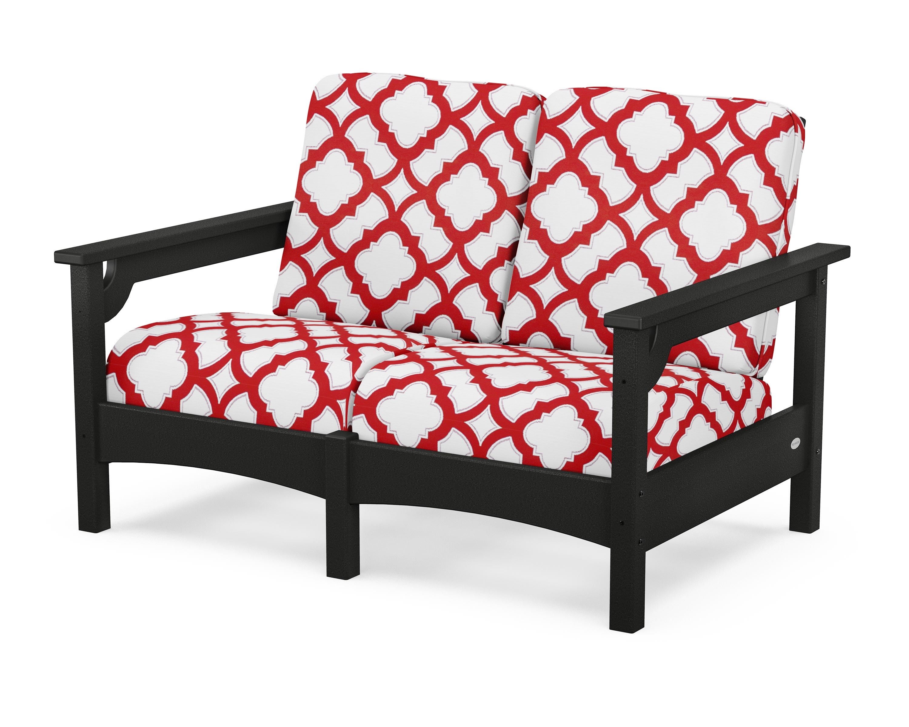 POLYWOOD® Club Loveseat in Black / Trellis Crimson