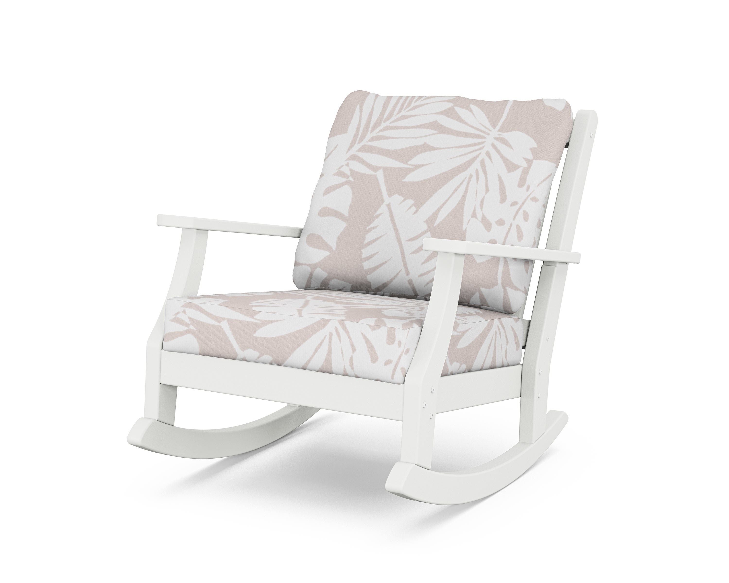 Country Living Wovendale Deep Seating Rocking Chair in White / Leaf Dune Burlap