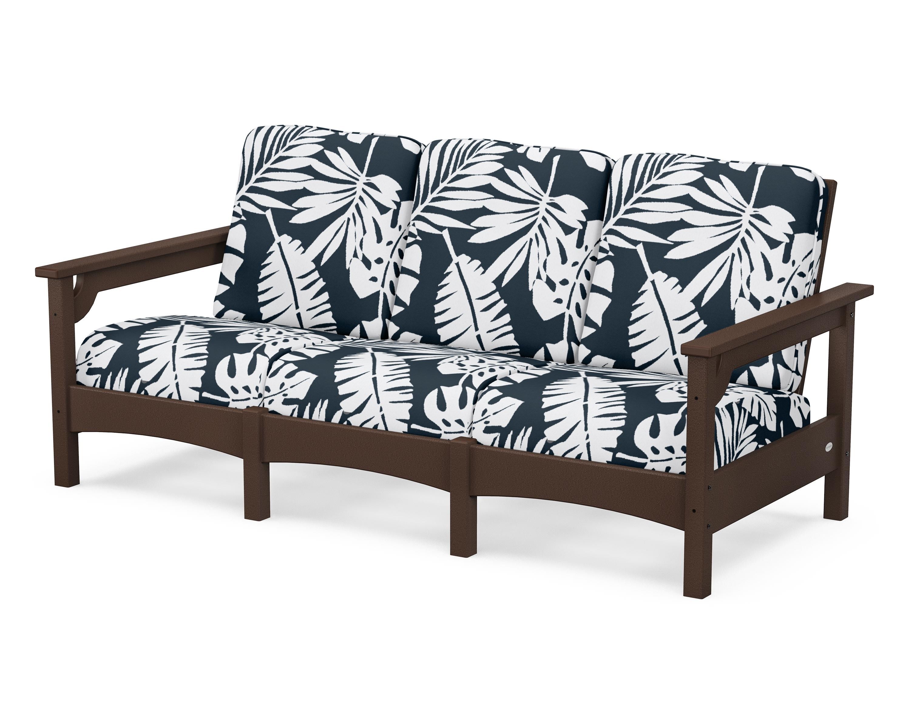 POLYWOOD® Club Sofa in Mahogany / Leaf Marine Indigo