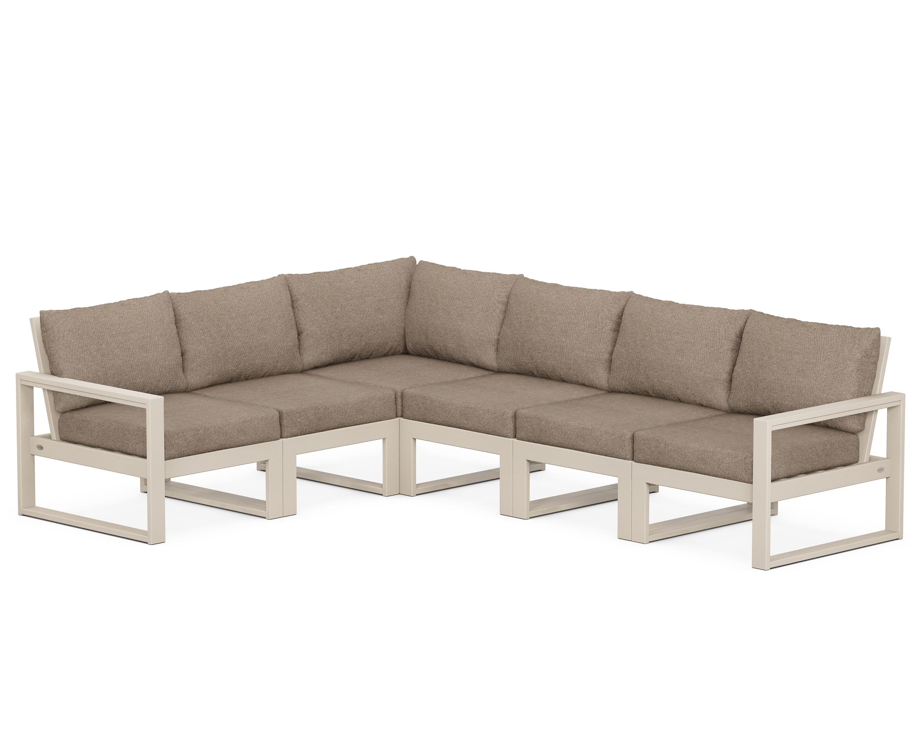 POLYWOOD® EDGE 6-Piece Modular Deep Seating Set in Sand / Spiced Burlap