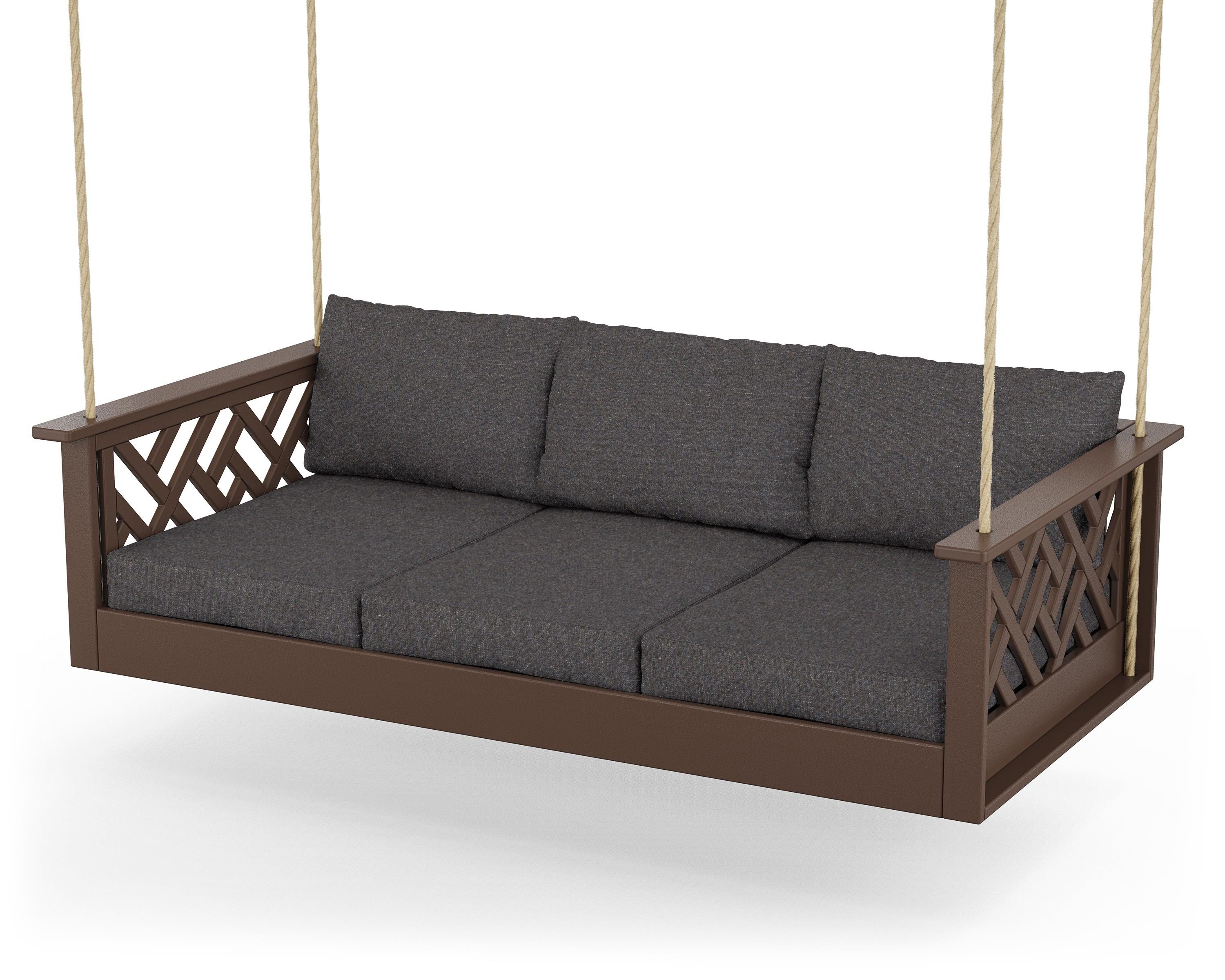 POLYWOOD® Chippendale Daybed Swing in Mahogany / Ash Charcoal
