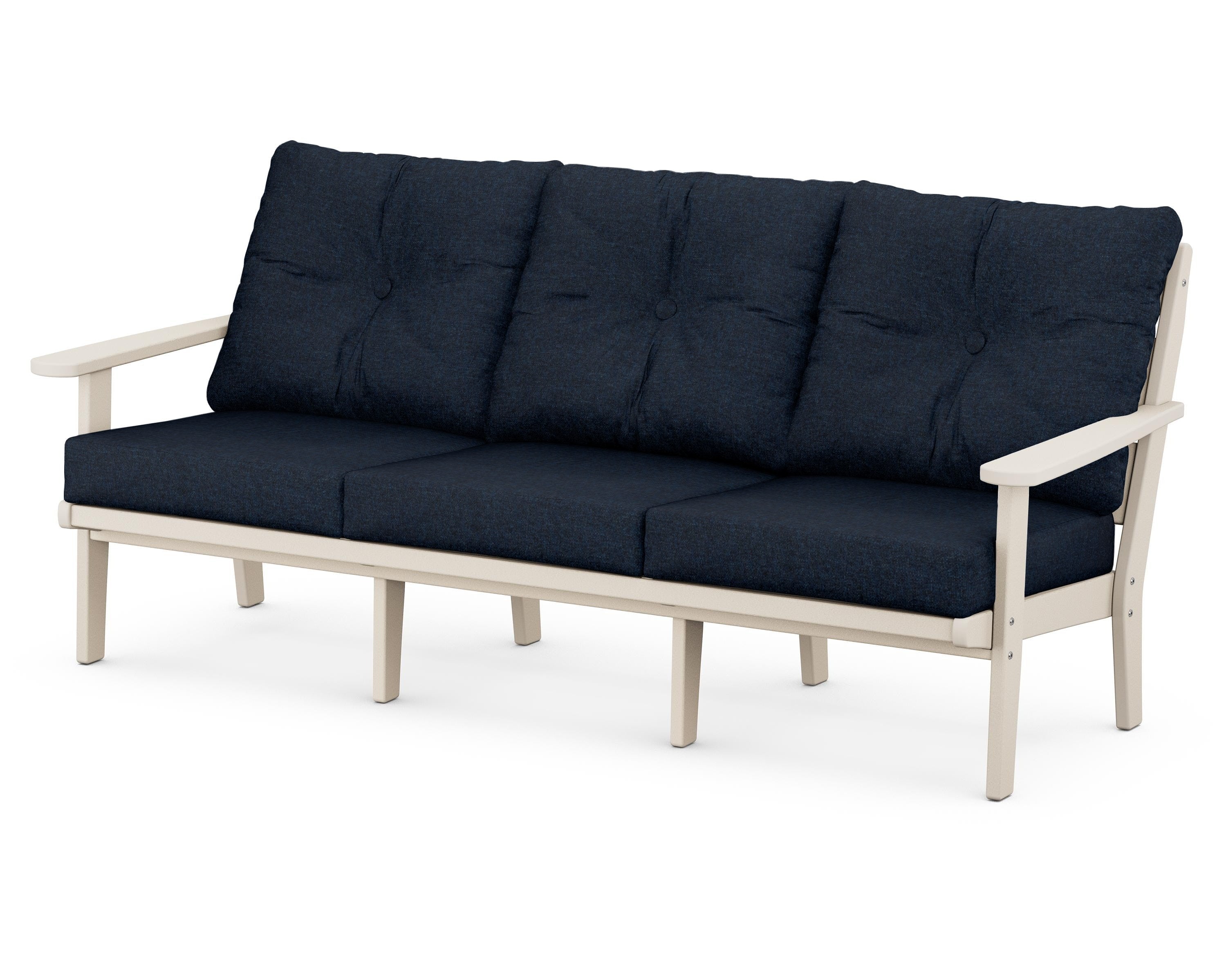 POLYWOOD® Lakeside Deep Seating Sofa in Sand / Marine Indigo