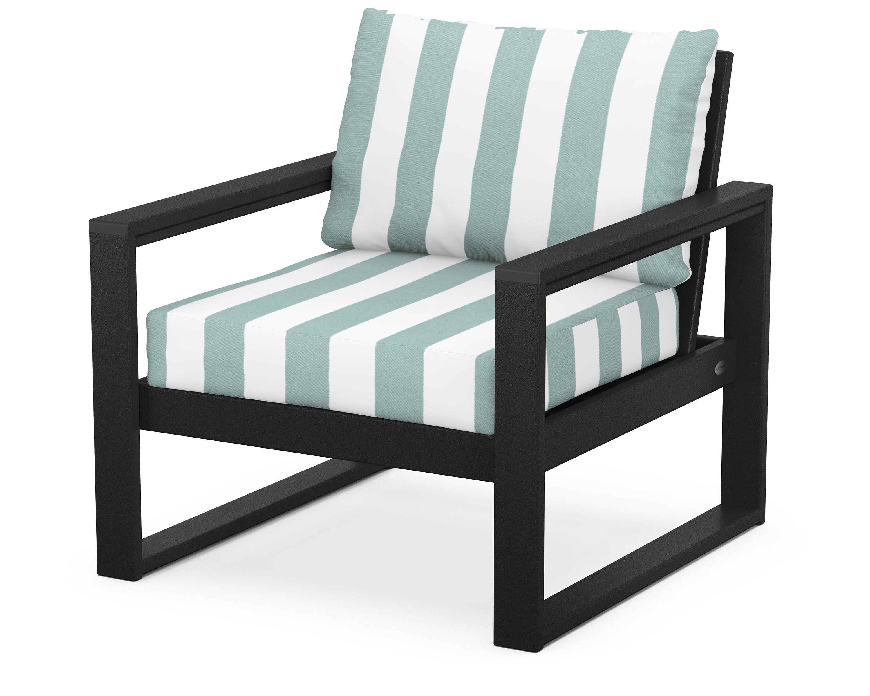 POLYWOOD® EDGE Club Chair in Black / Cabana Stripe Glacier Spa