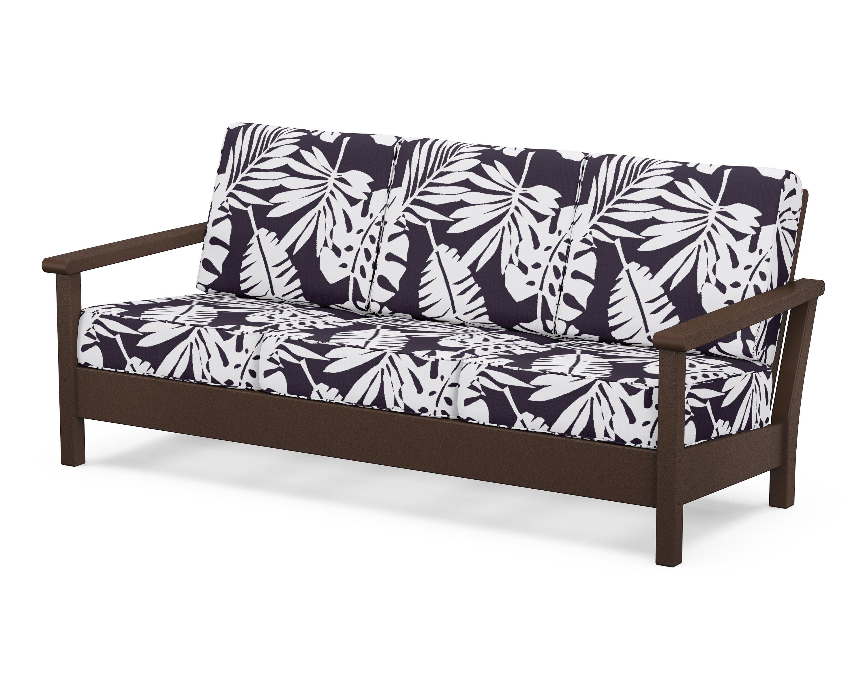 POLYWOOD® Harbour Deep Seating Sofa in Mahogany / Leaf Navy