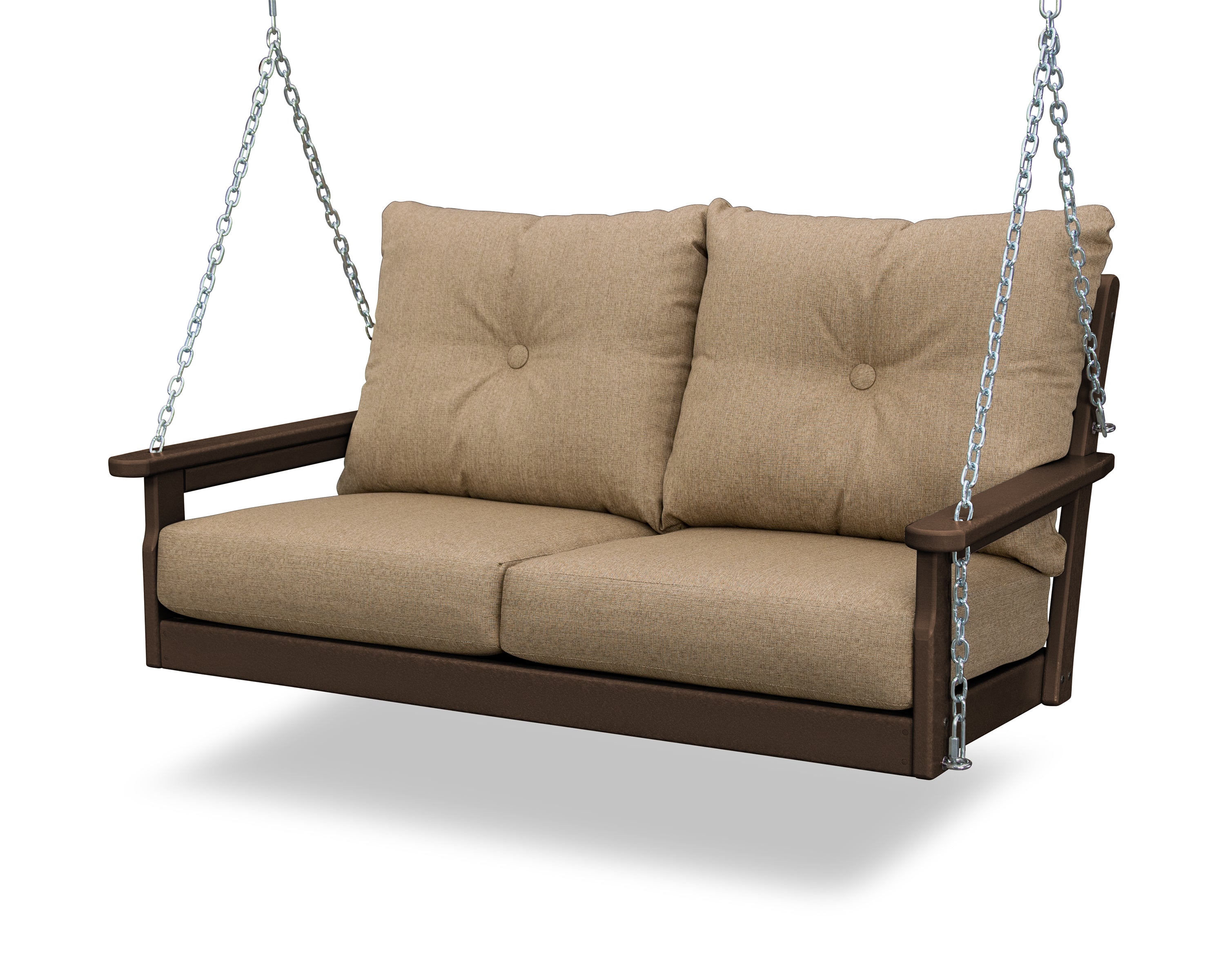 POLYWOOD® Vineyard Deep Seating Swing in Mahogany / Sesame