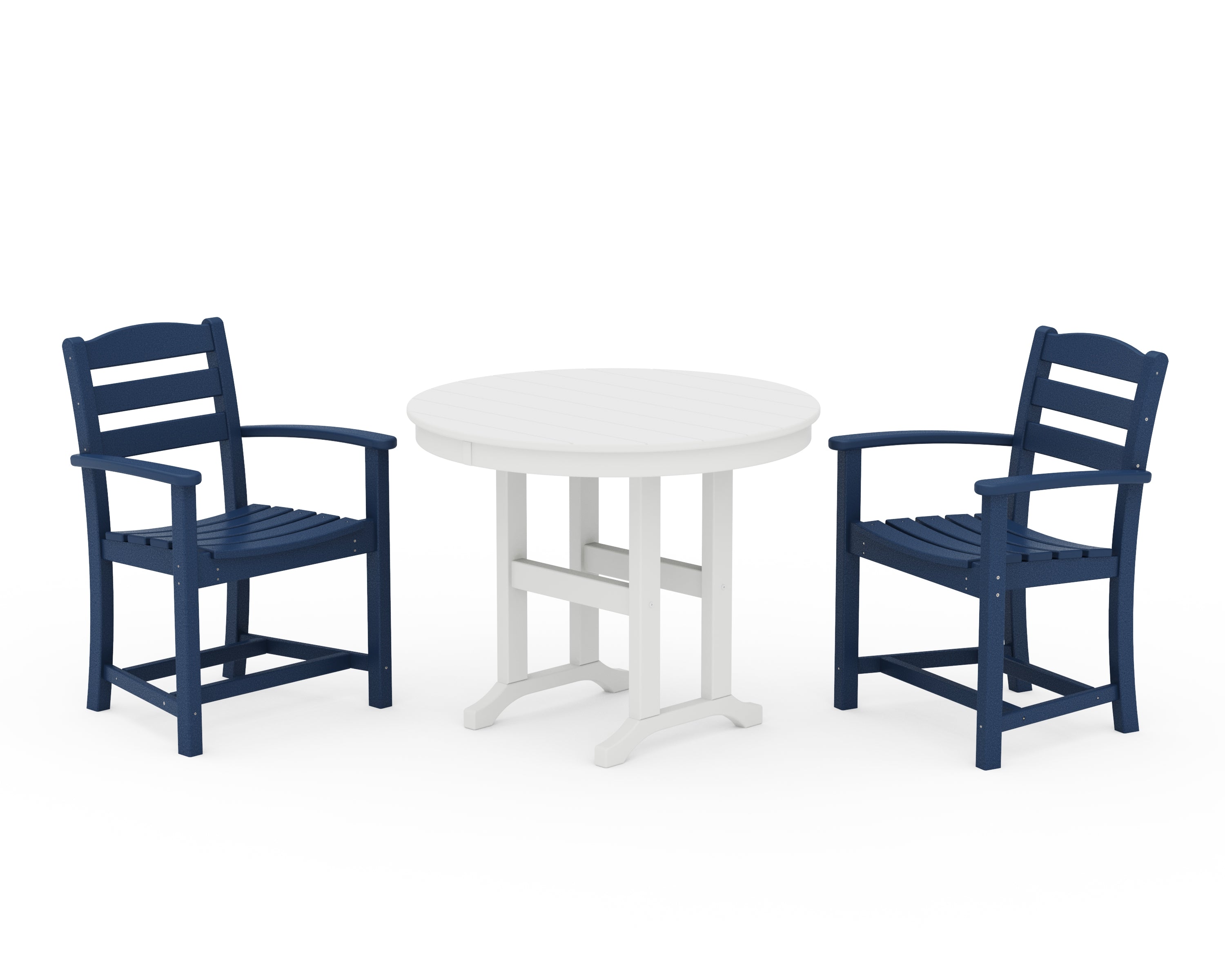 POLYWOOD® La Casa Café 3-Piece Round Dining Set in Navy / White