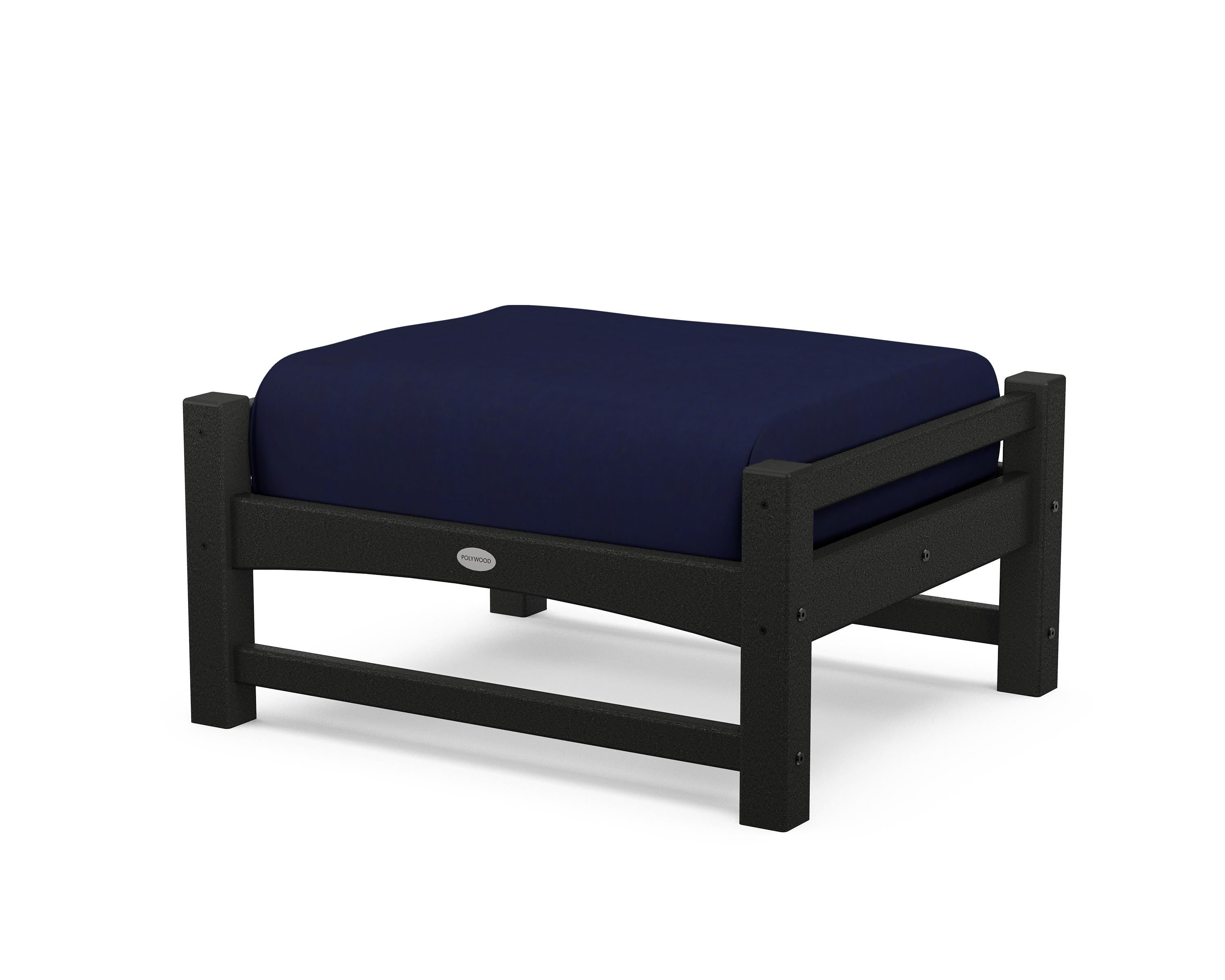 POLYWOOD® Club Ottoman in Black / Navy