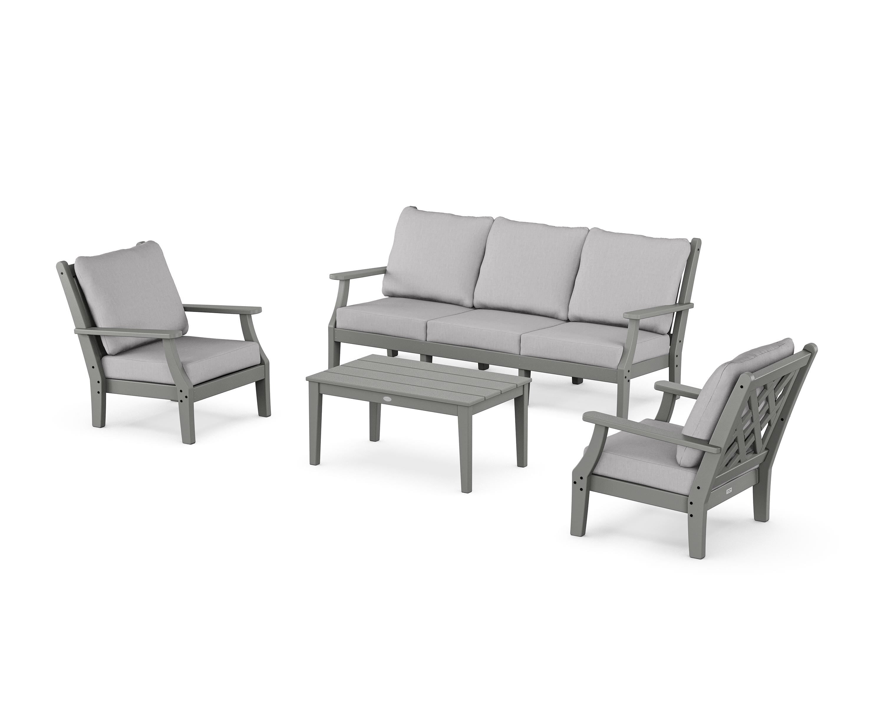 Country Living Wovendale 4-Piece Deep Seating Set with Sofa in Slate Grey / Granite