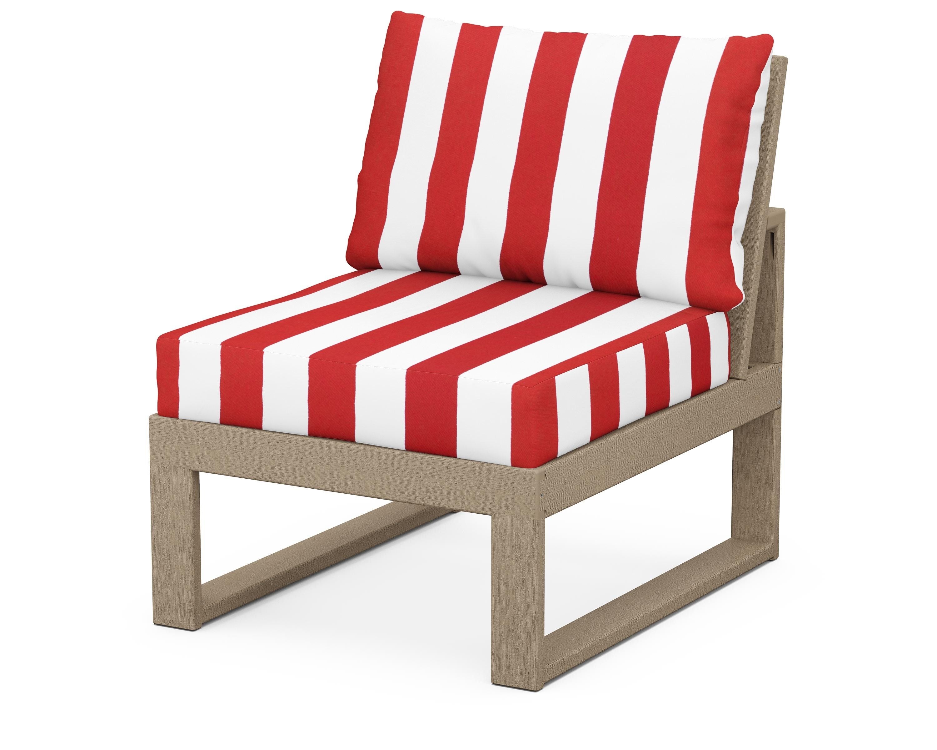 Unbranded Modular Armless Chair in Vintage Sahara / Cabana Stripe Crimson