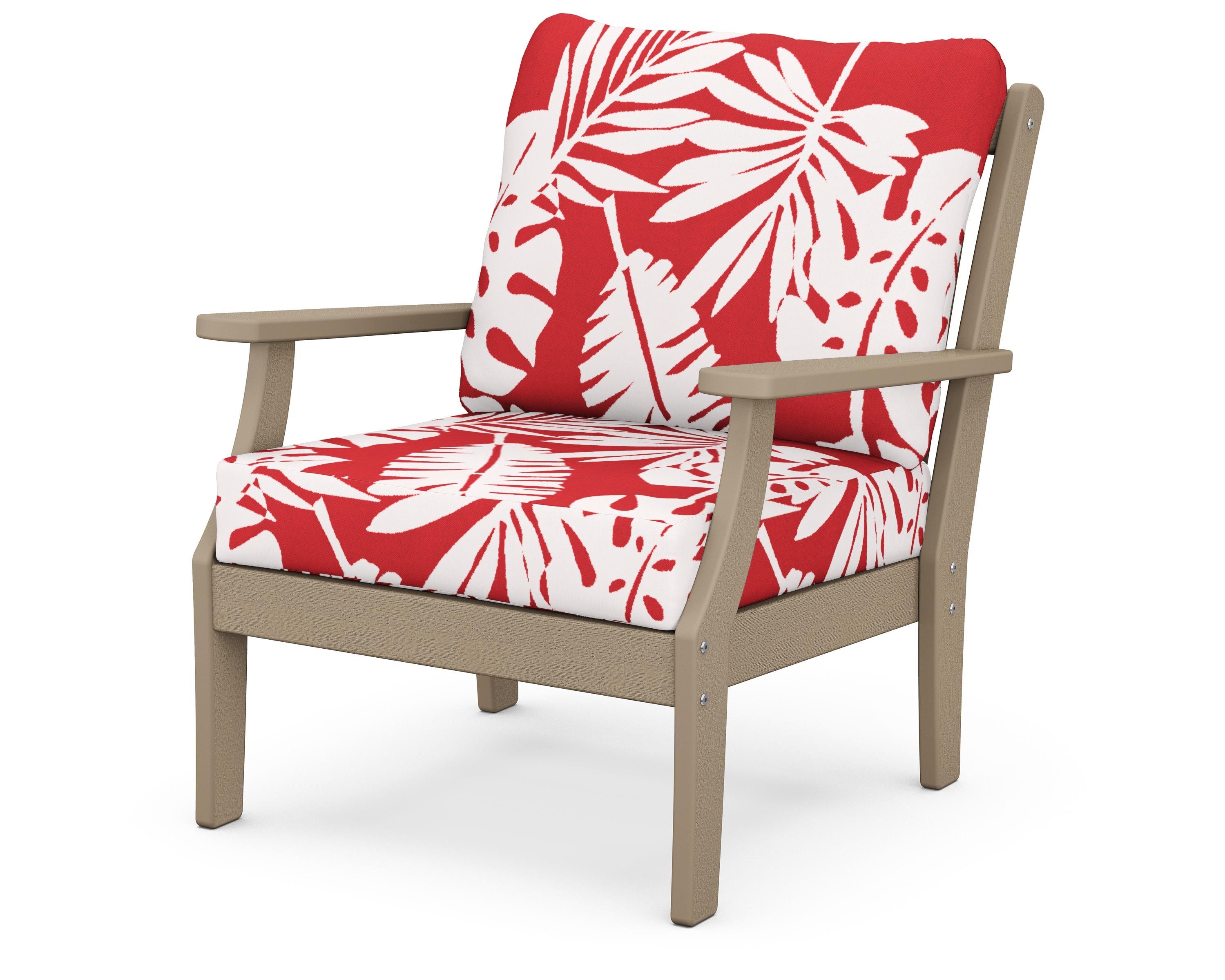 POLYWOOD® Braxton Deep Seating Chair in Vintage Sahara / Leaf Crimson