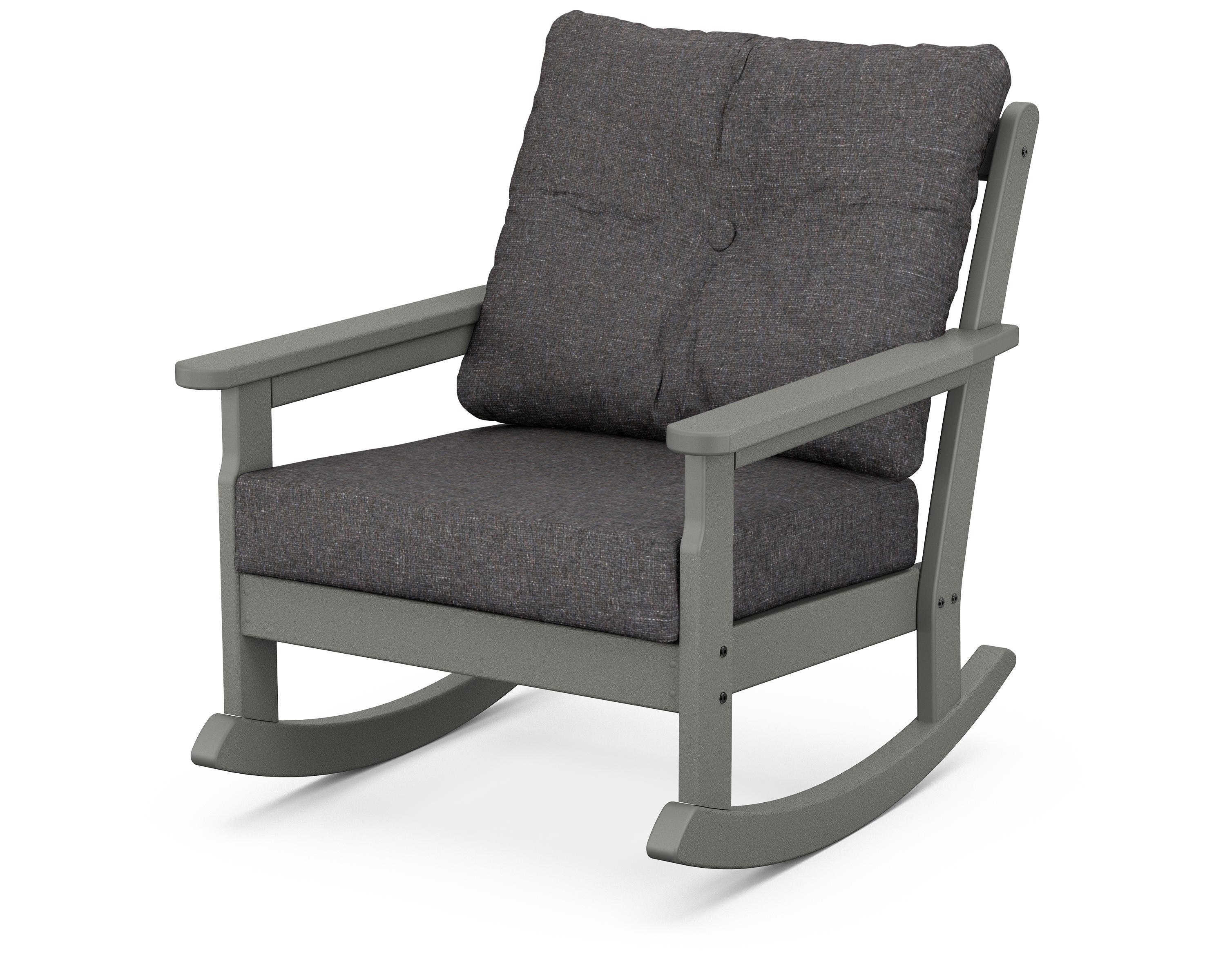 POLYWOOD® Vineyard Deep Seating Rocking Chair in Slate Grey / Ash Charcoal