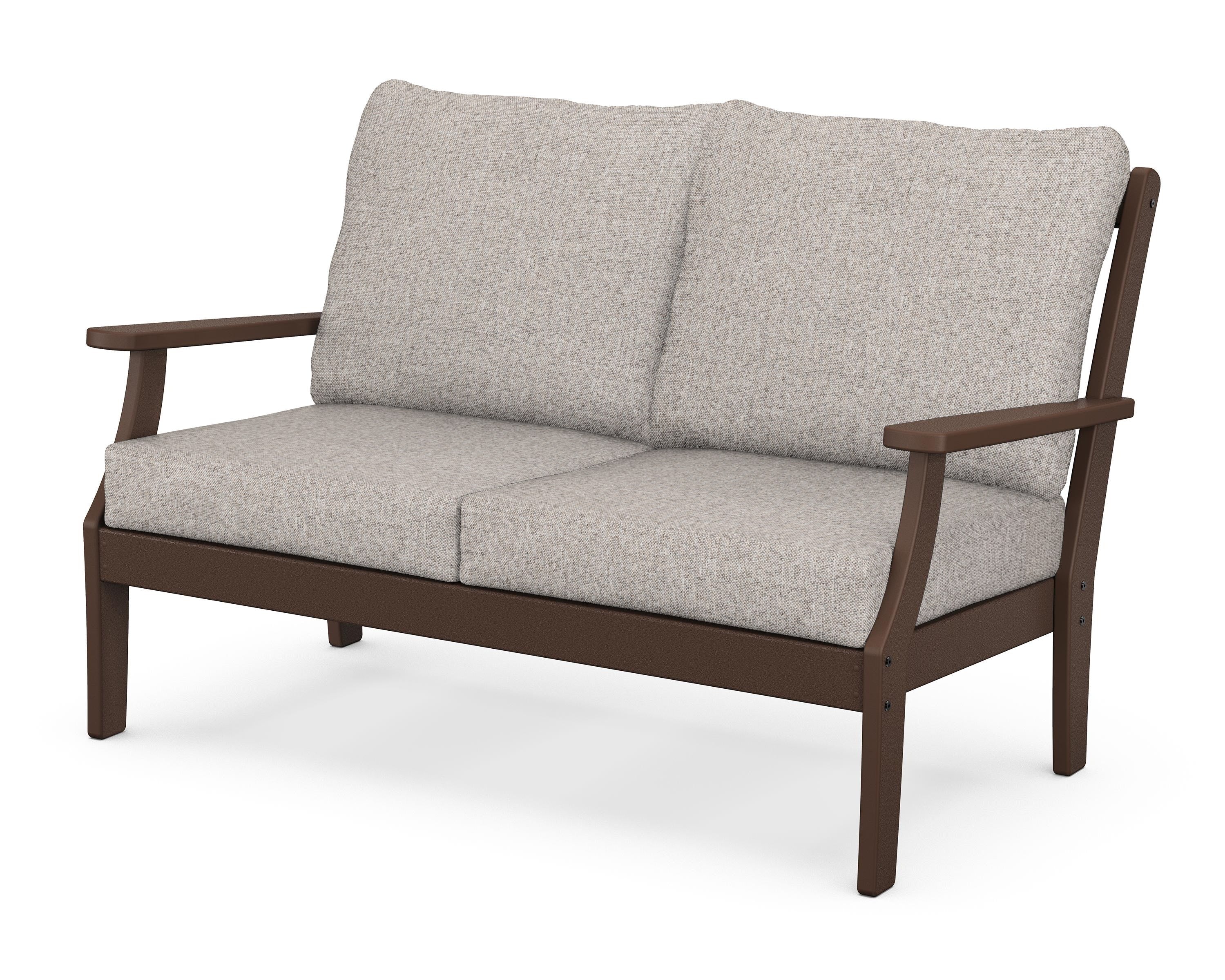 POLYWOOD® Braxton Deep Seating Loveseat in Mahogany / Weathered Tweed