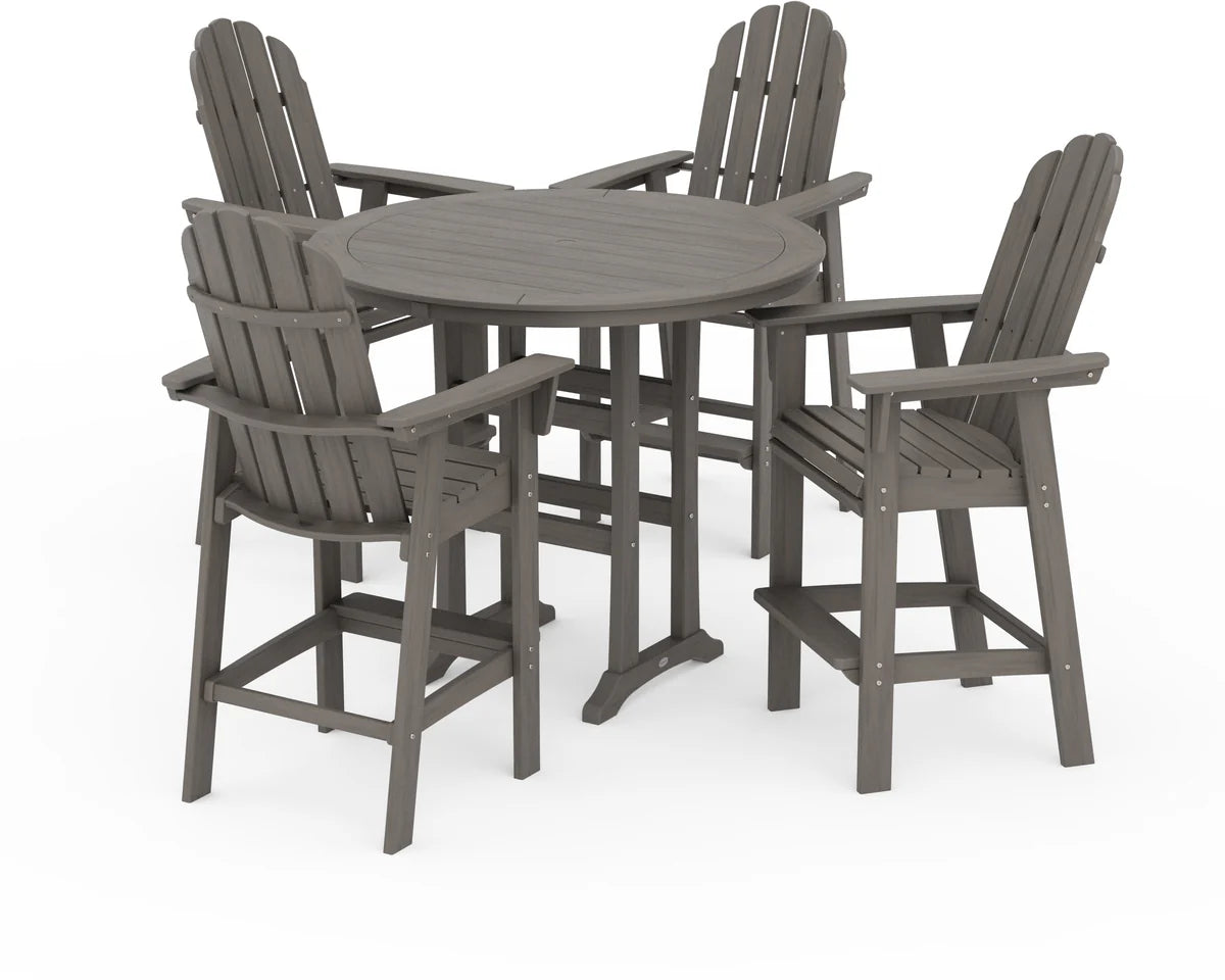 Vineyard Curveback Adirondack 5-Piece Nautical Trestle Bar Set