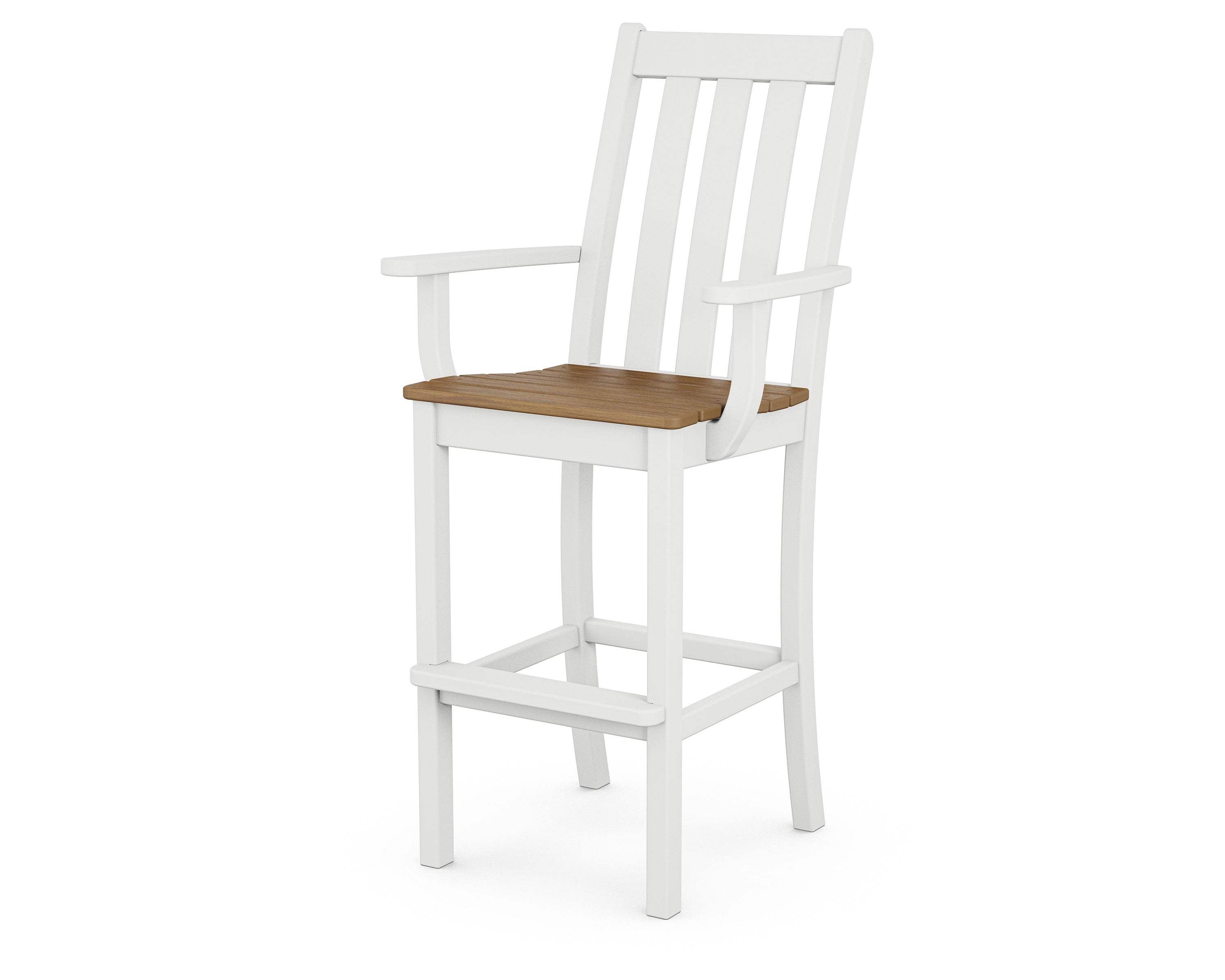 POLYWOOD® Vineyard Bar Arm Chair in White / Natural