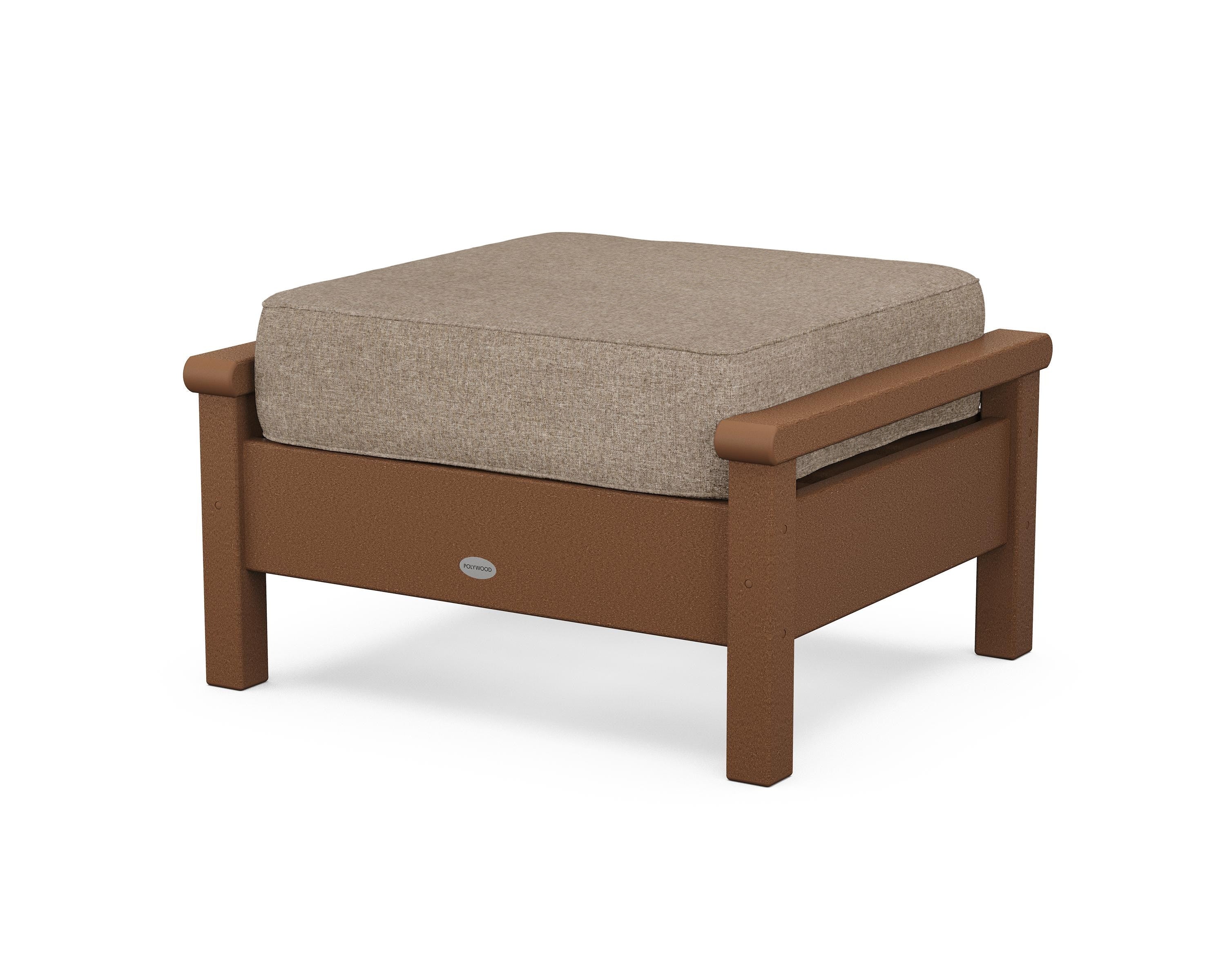 POLYWOOD® Harbour Deep Seating Ottoman in Teak / Spiced Burlap
