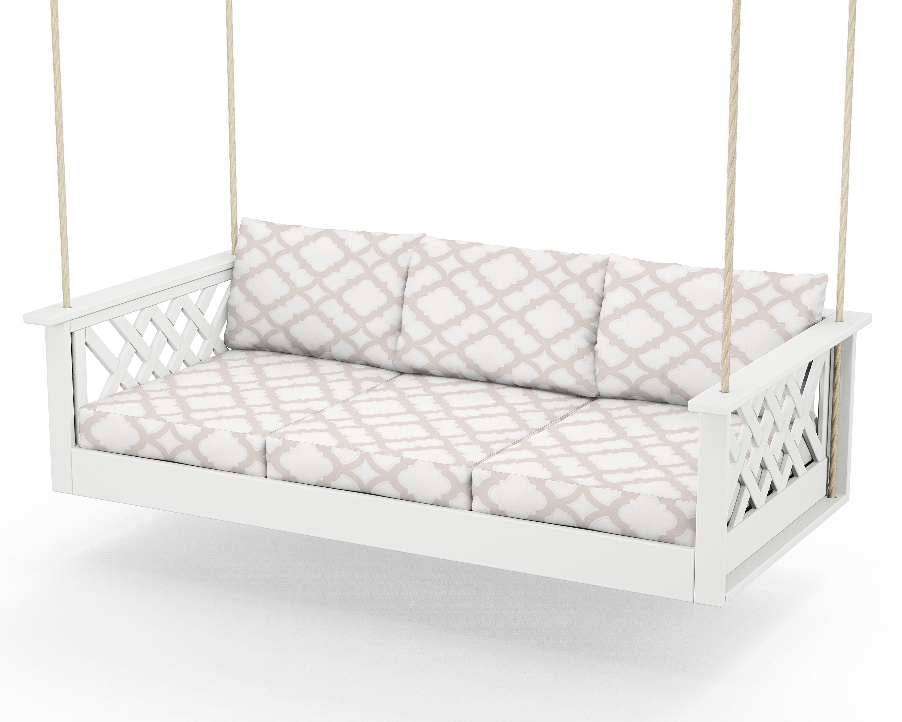 Country Living Wovendale Daybed Swing in White / Trellis Dune Burlap