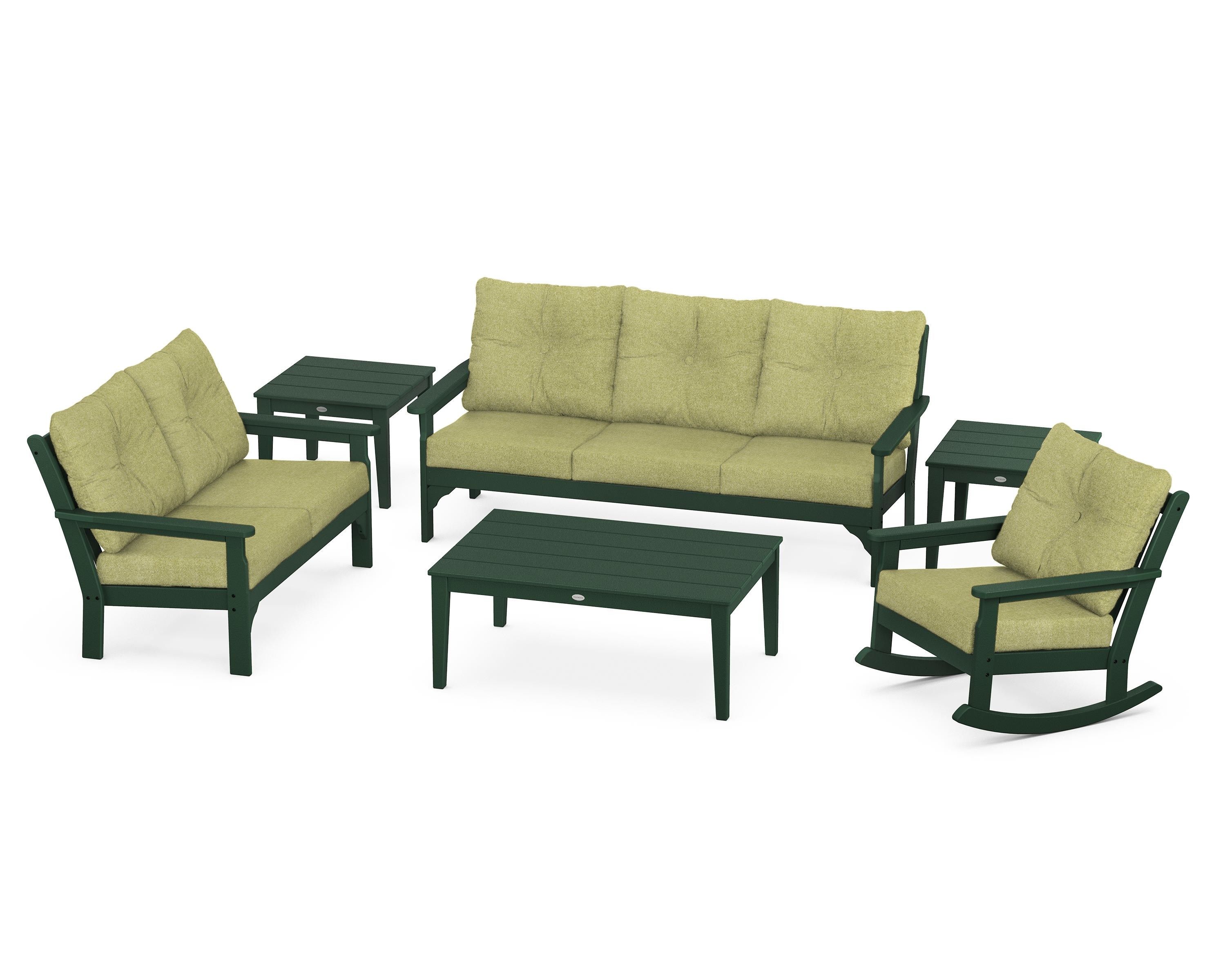 POLYWOOD® Vineyard 6-Piece Deep Seating Set in Green / Chartreuse Boucle