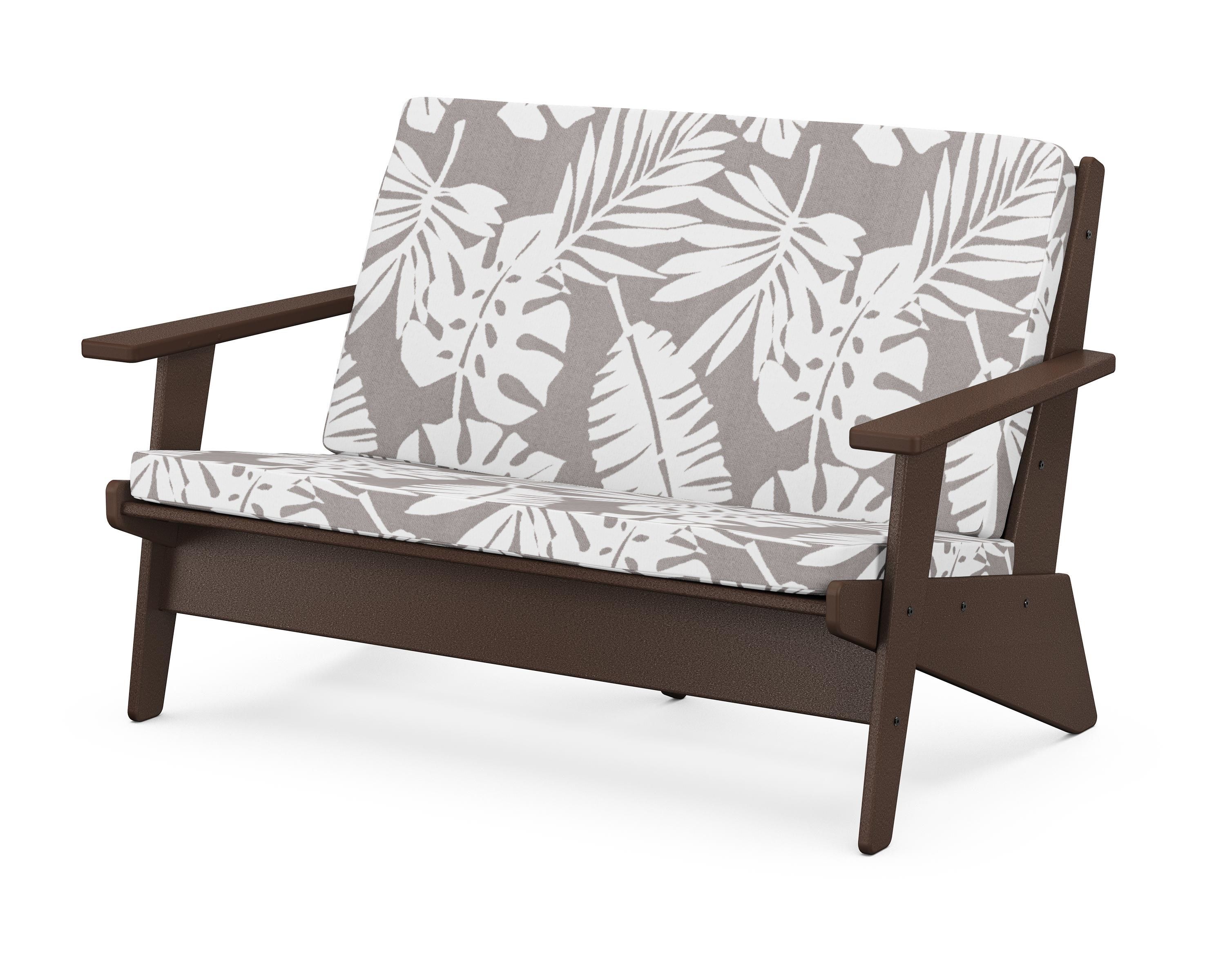 POLYWOOD® Riviera Modern Lounge Loveseat in Mahogany / Leaf Grey Mist