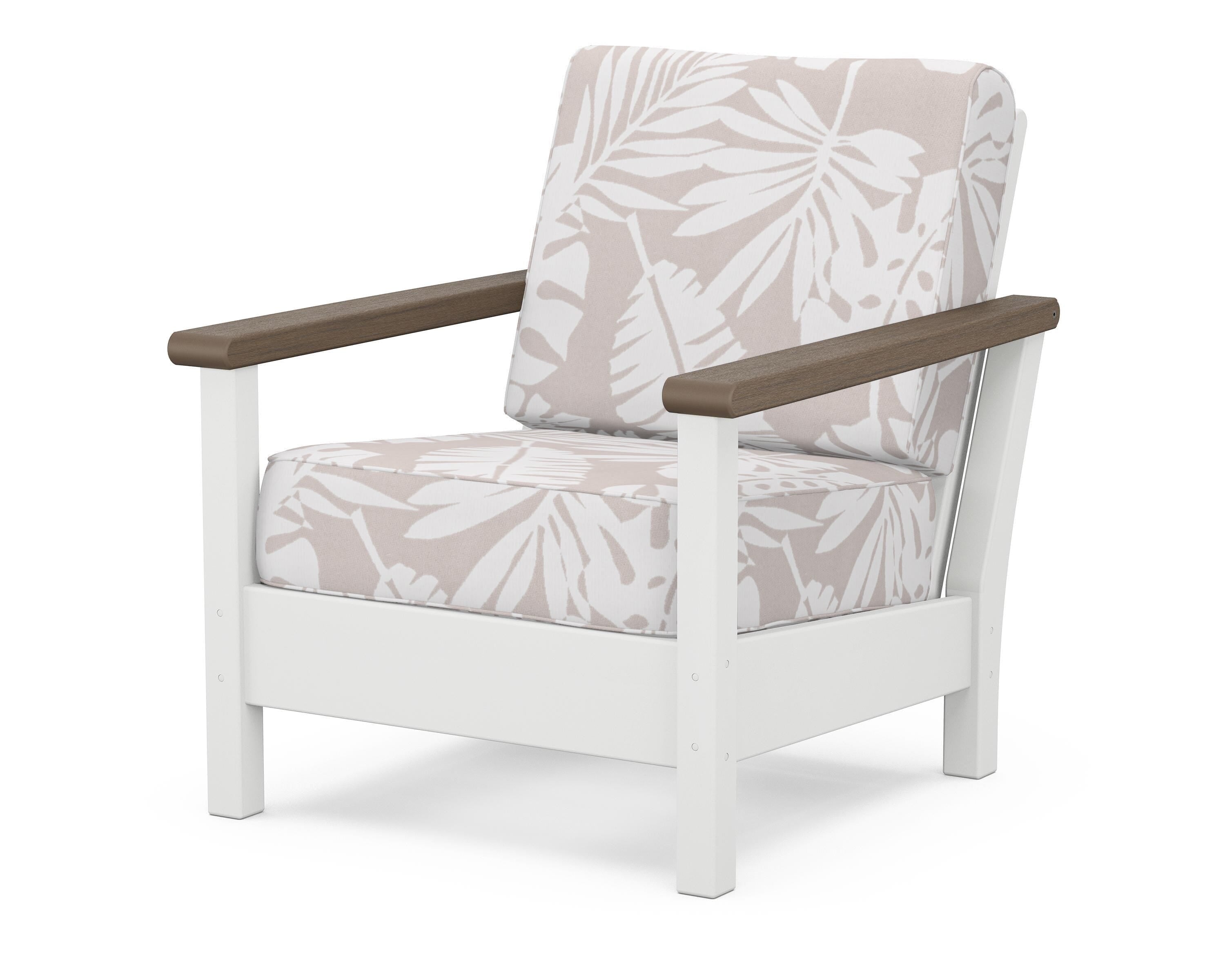 POLYWOOD® Harbour Deep Seating Chair in White / Kona / Leaf Dune Burlap