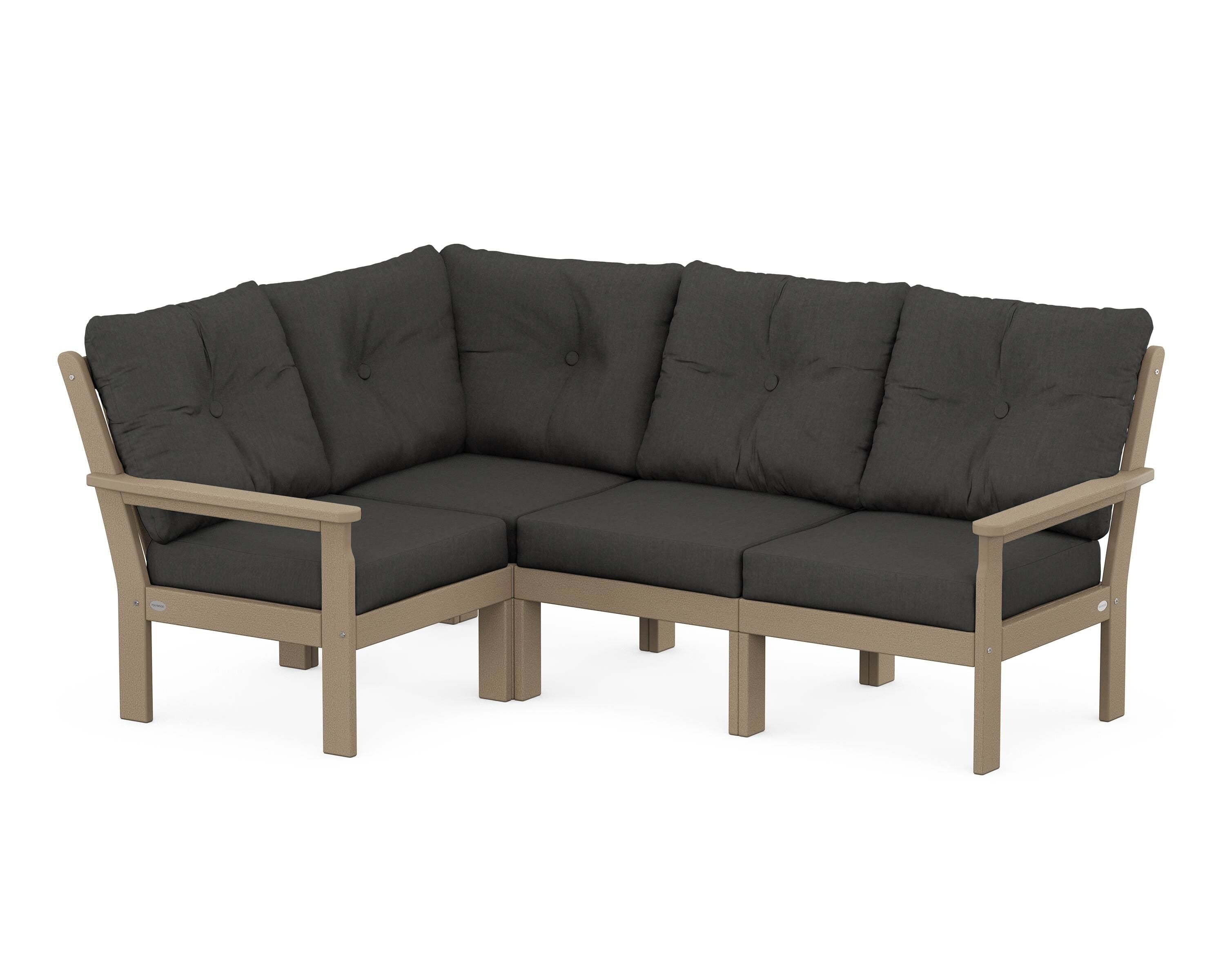 POLYWOOD® Vineyard 4-Piece Sectional in Vintage Sahara / Spectrum Carbon