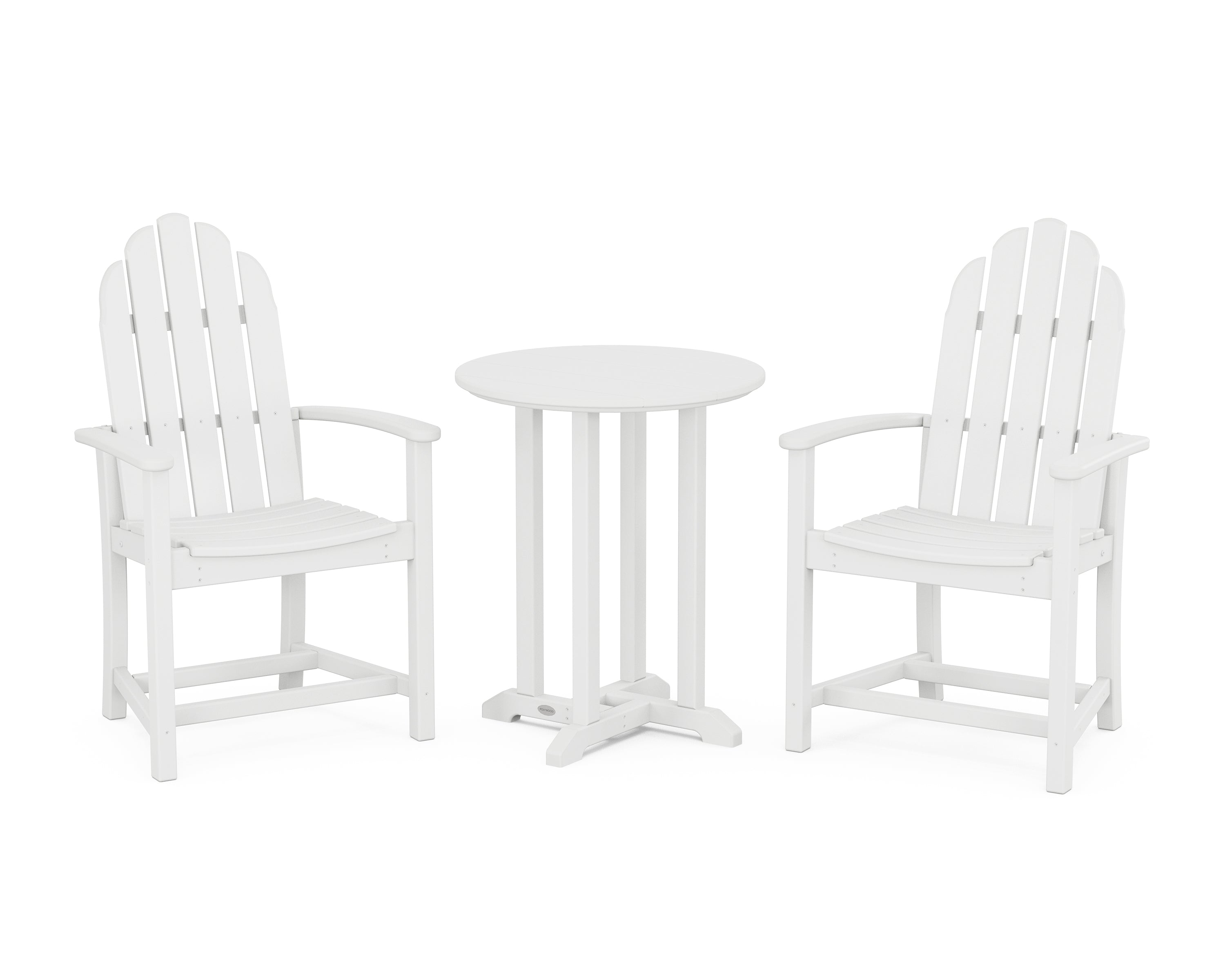POLYWOOD® Classic Adirondack 3-Piece Round Bistro Dining Set in White