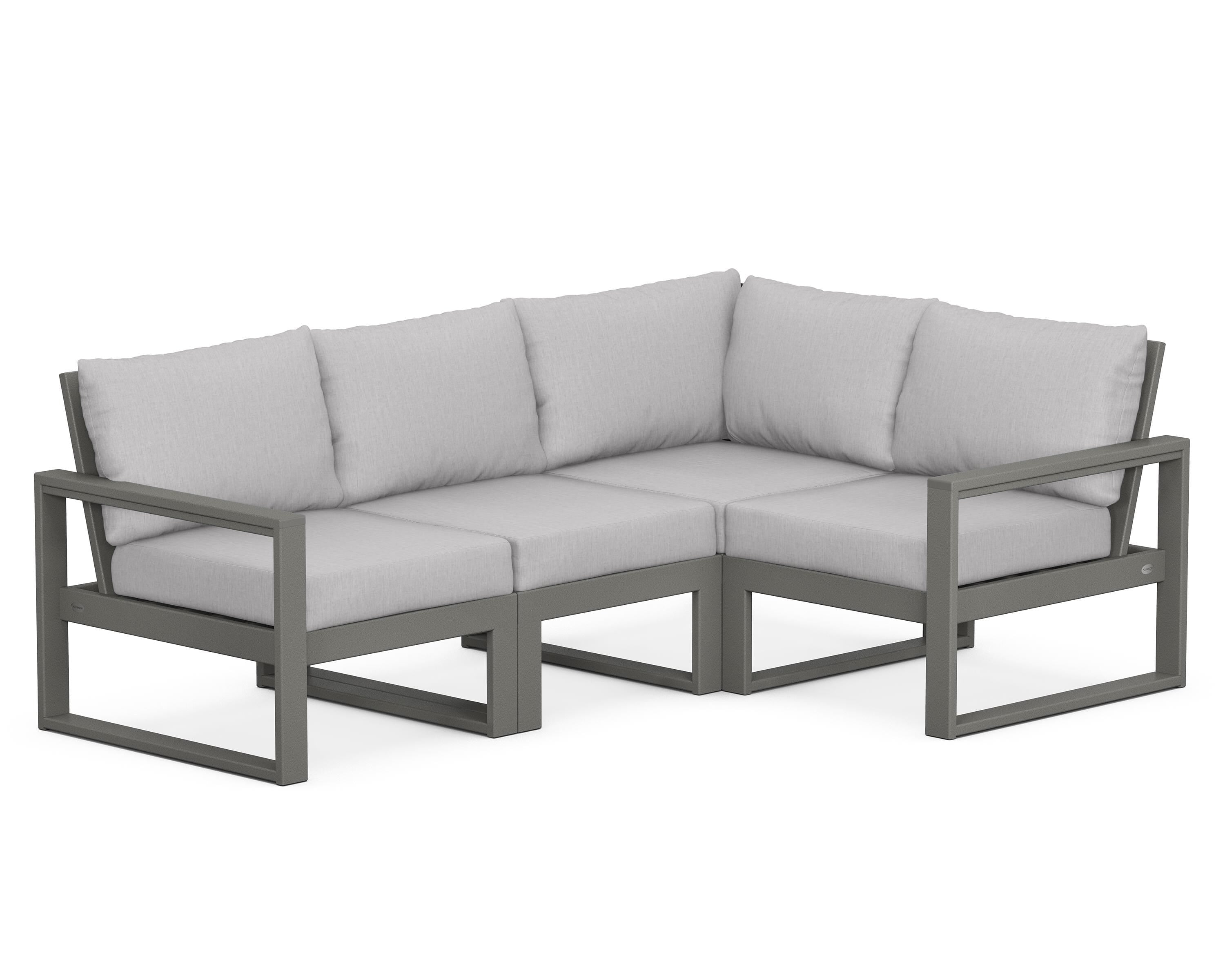 POLYWOOD® EDGE 4-Piece Modular Deep Seating Set in Slate Grey / Granite