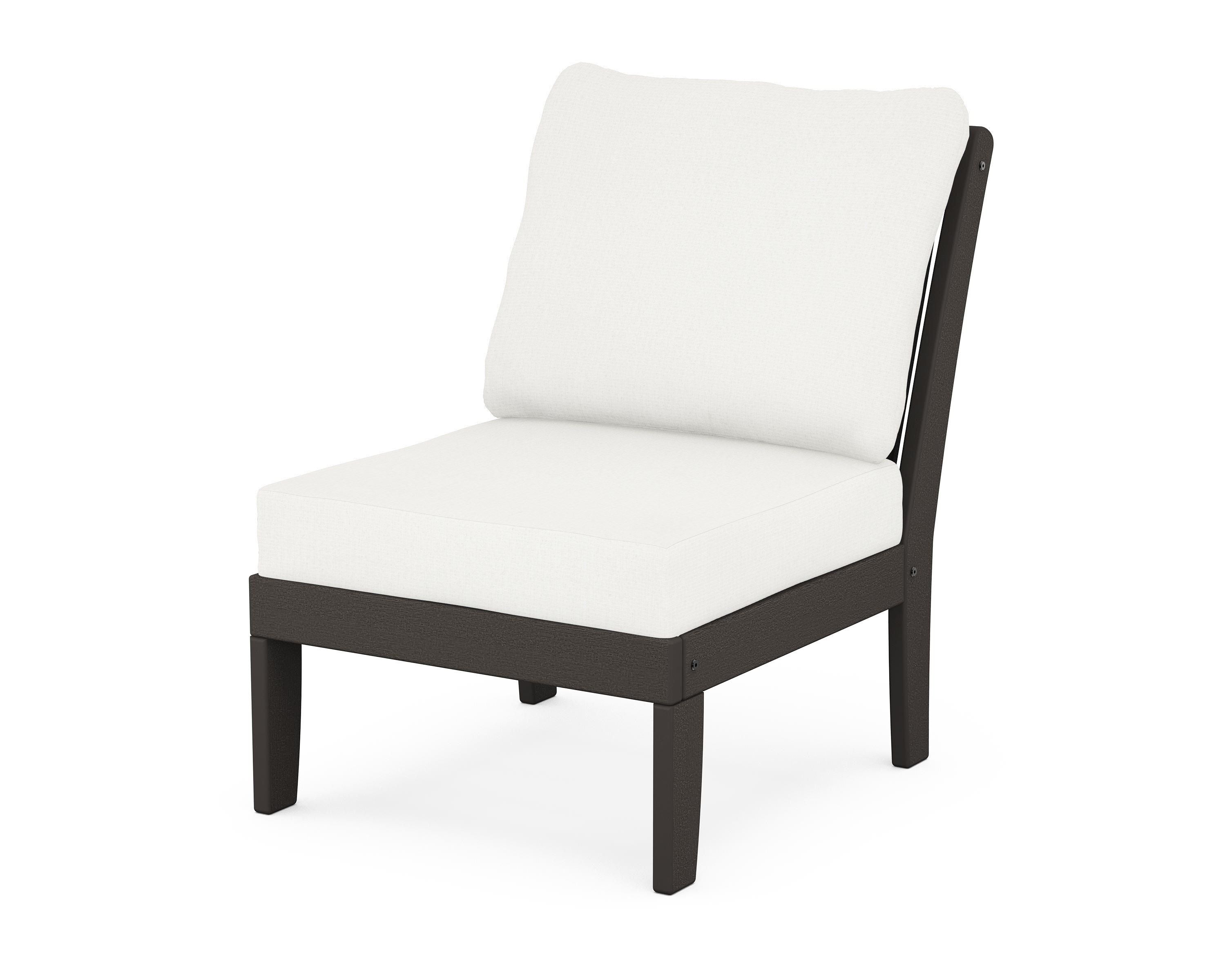 POLYWOOD® Braxton Modular Armless Chair in Vintage Coffee / Natural Linen