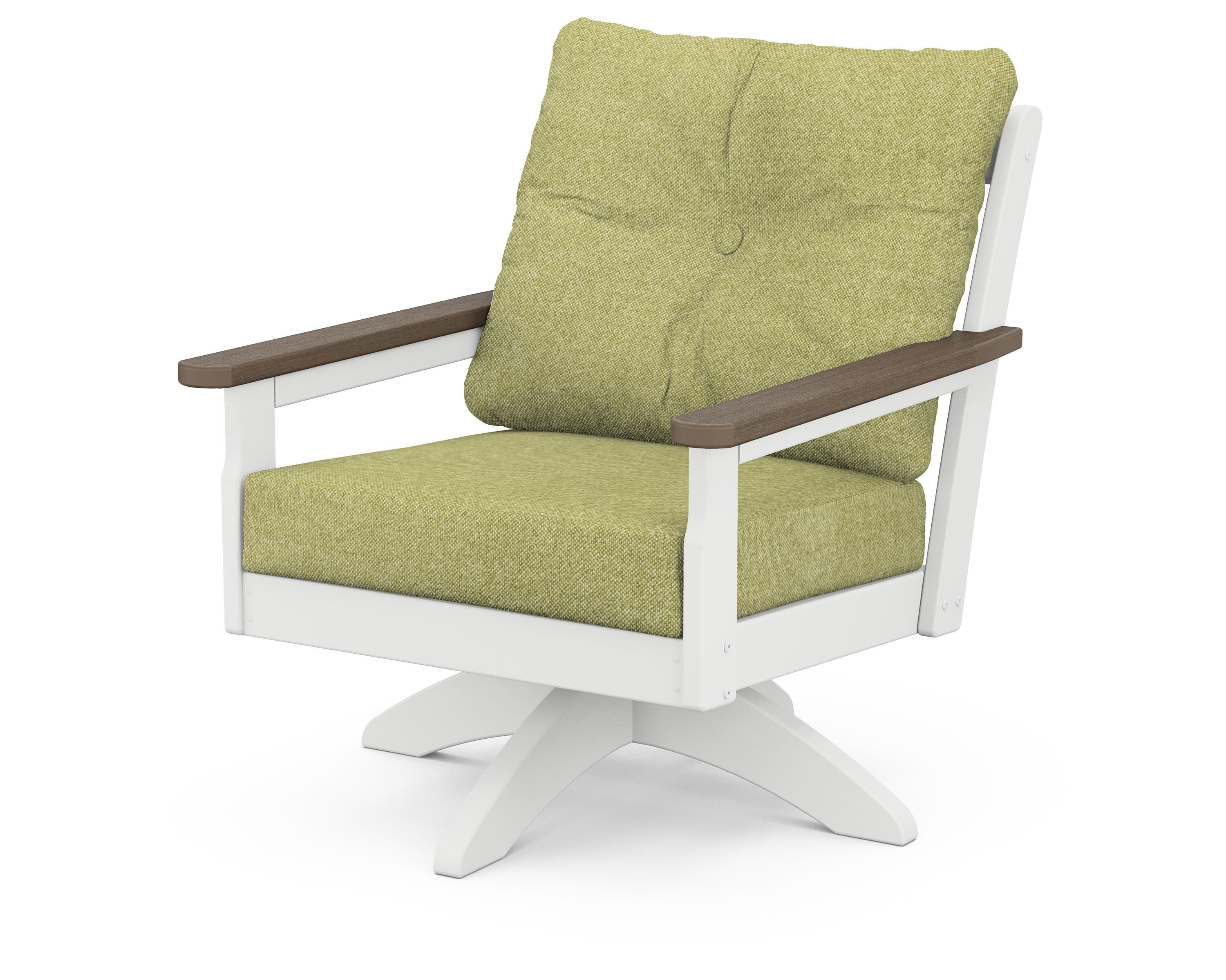 POLYWOOD® Vineyard Deep Seating Swivel Chair in White / Kona / Chartreuse Boucle