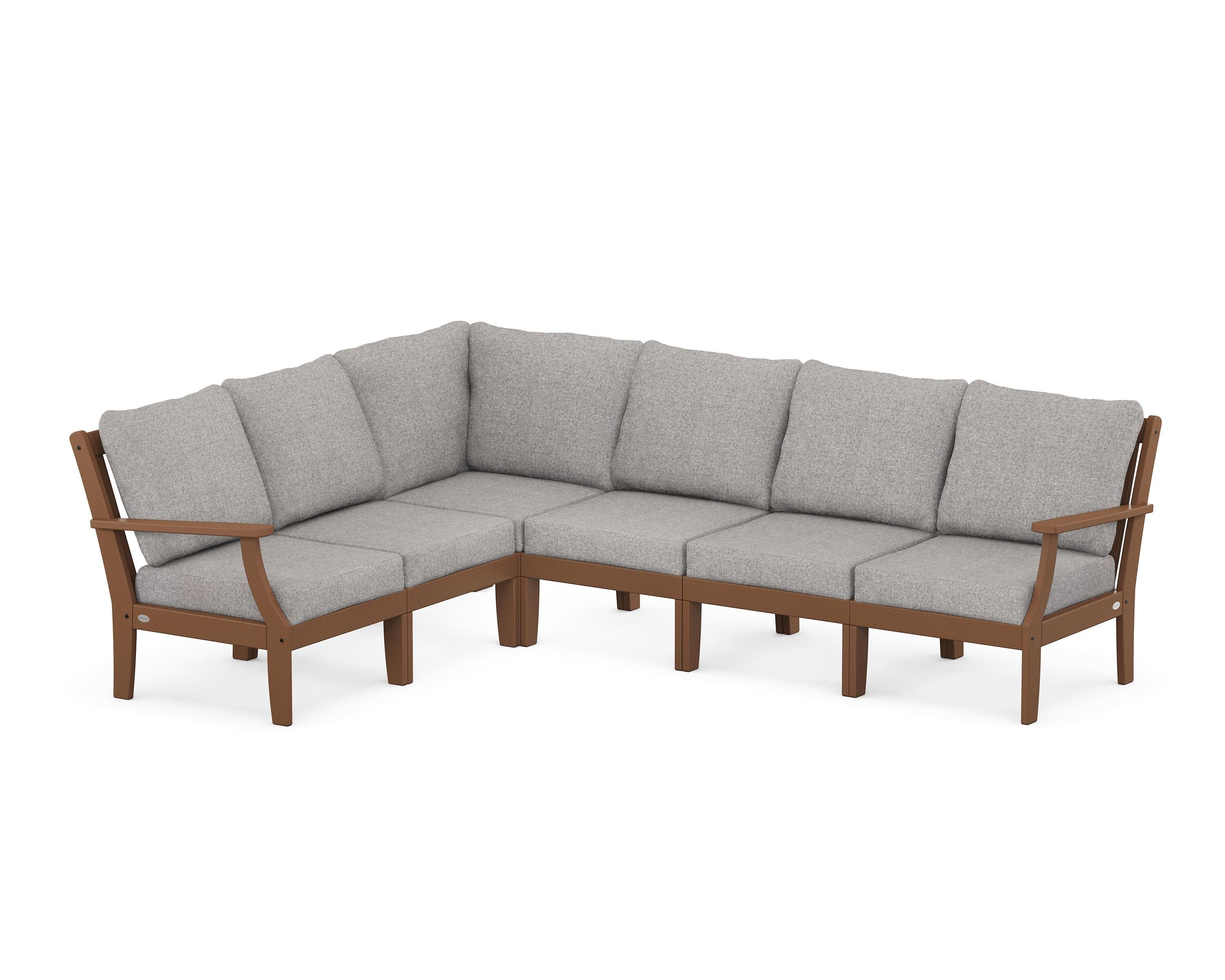 POLYWOOD® Braxton Modular 6-Piece Deep Seating Set in Teak / Grey Mist