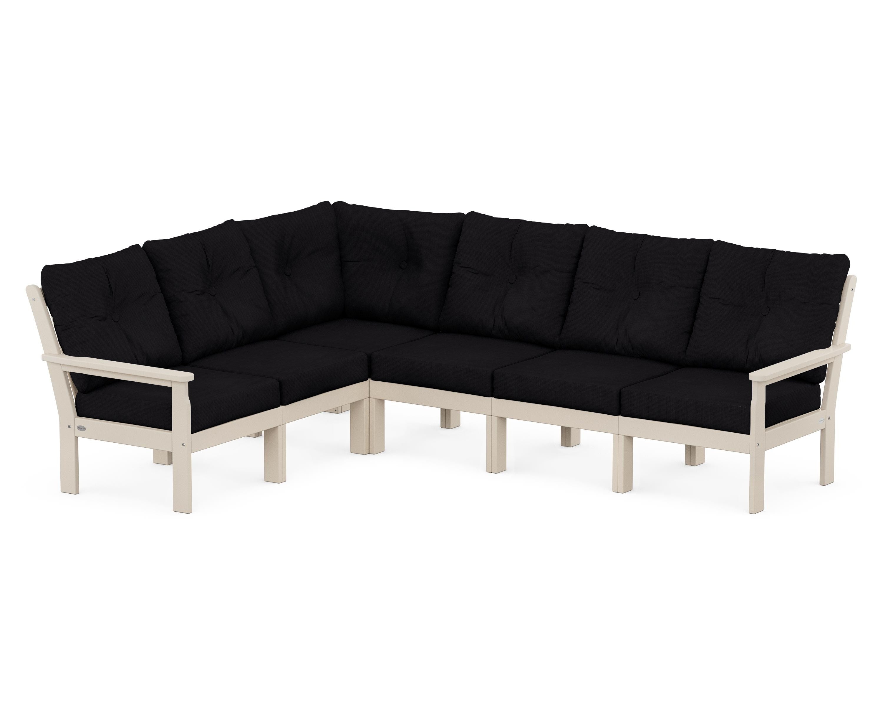 POLYWOOD® Vineyard 6-Piece Sectional in Sand / Midnight Linen