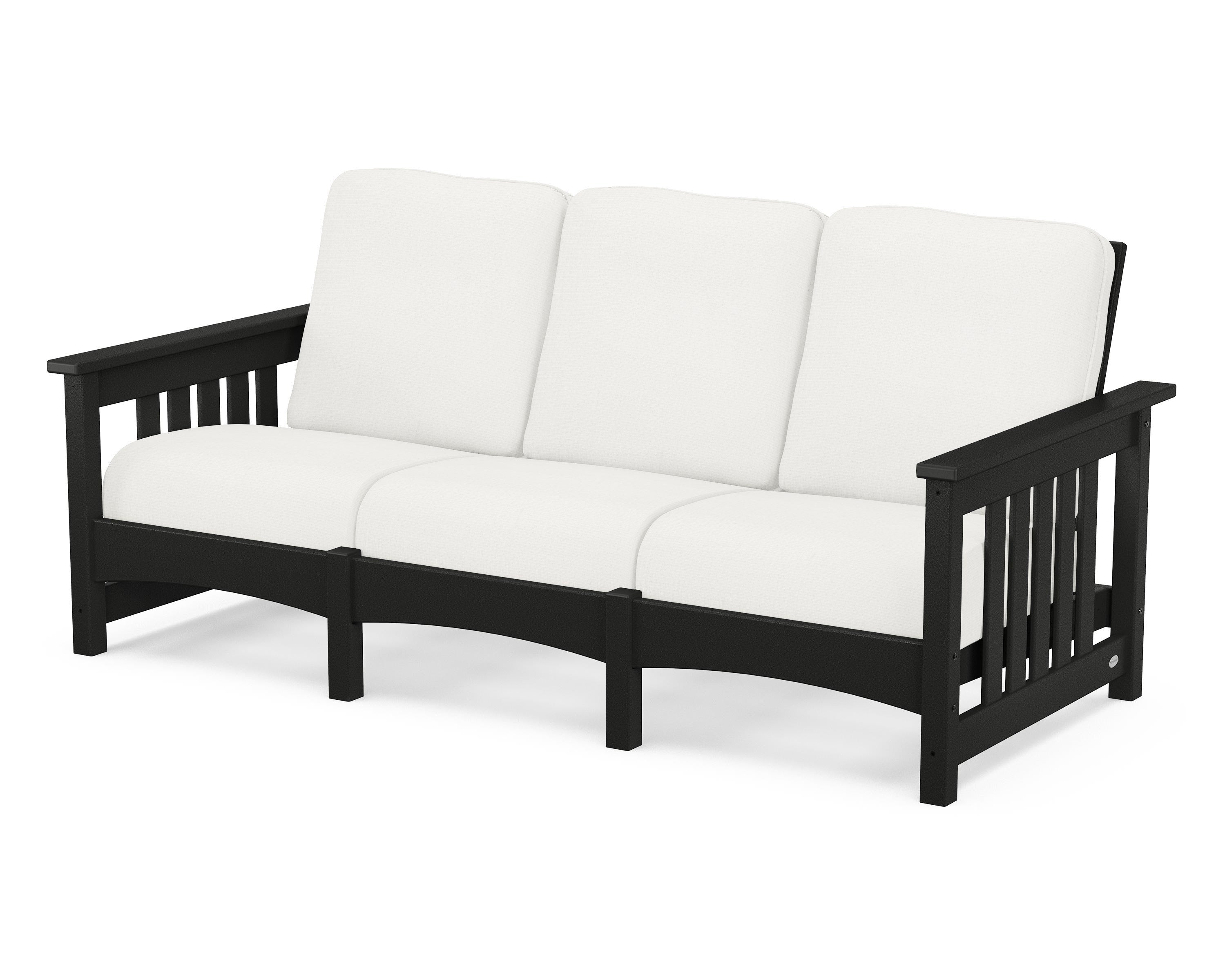 POLYWOOD® Club Mission Sofa in Black / Natural Linen