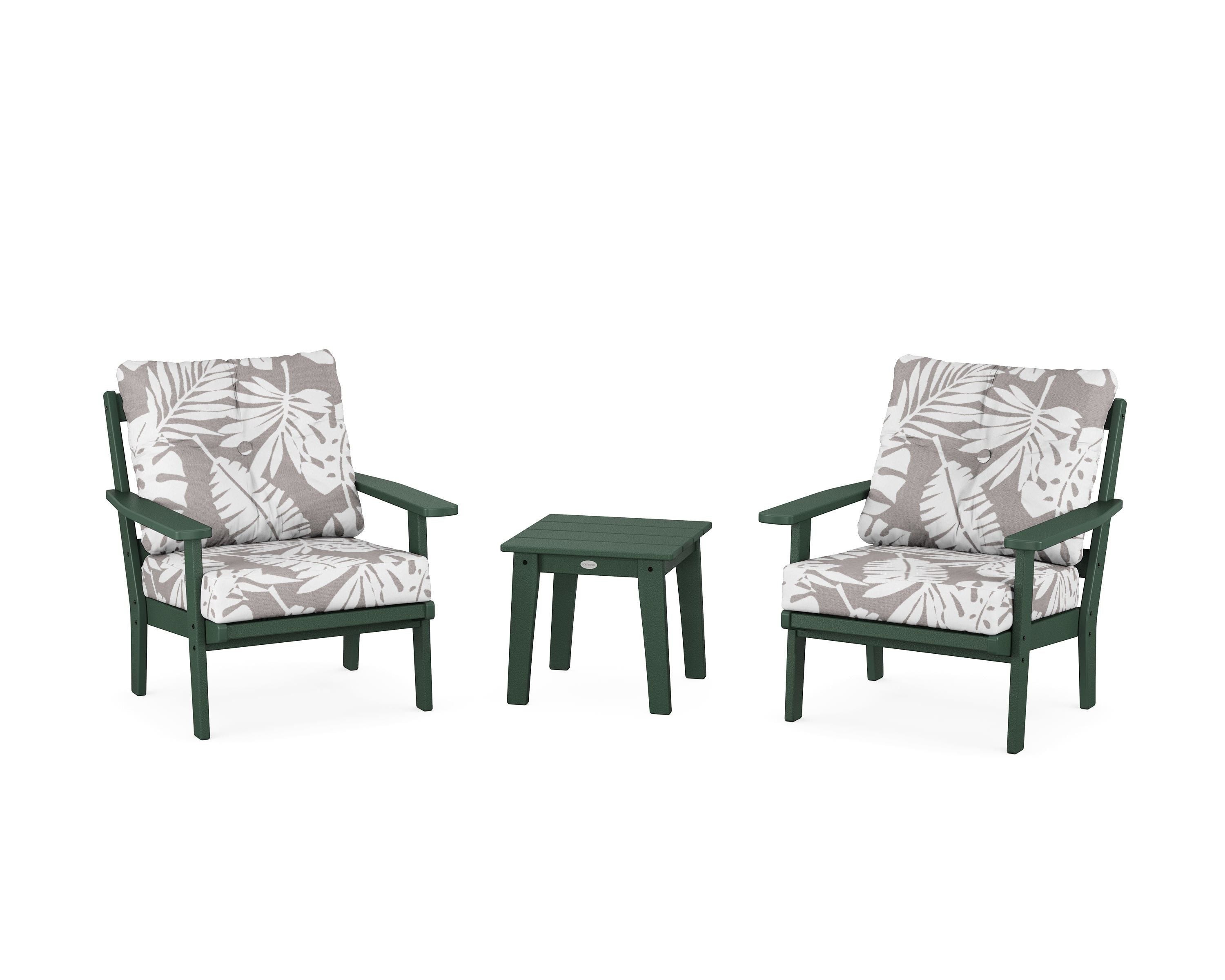 POLYWOOD® Prairie 3-Piece Deep Seating Set in Green / Leaf Grey Mist
