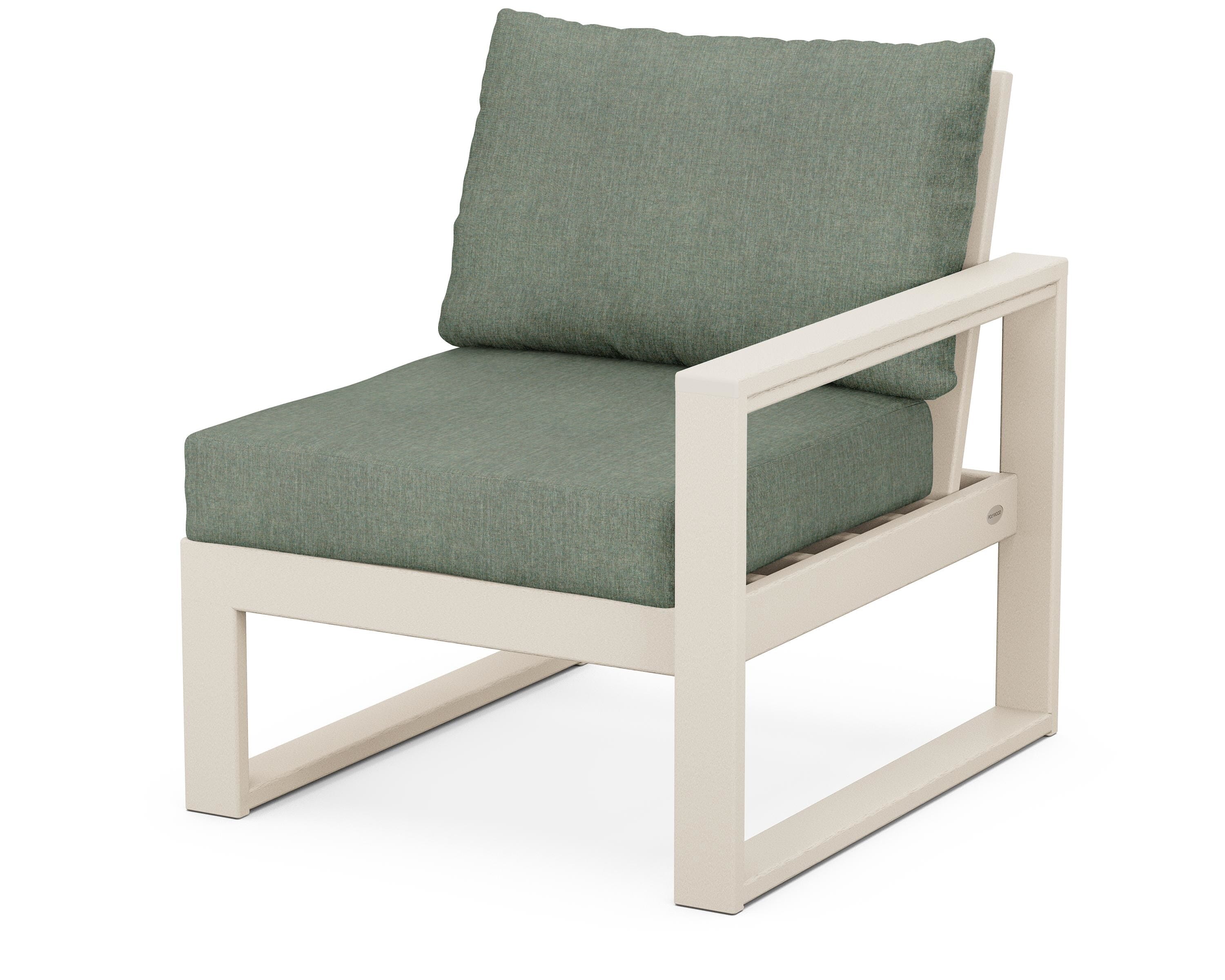 POLYWOOD® EDGE Modular Right Arm Chair in Sand / Cast Sage