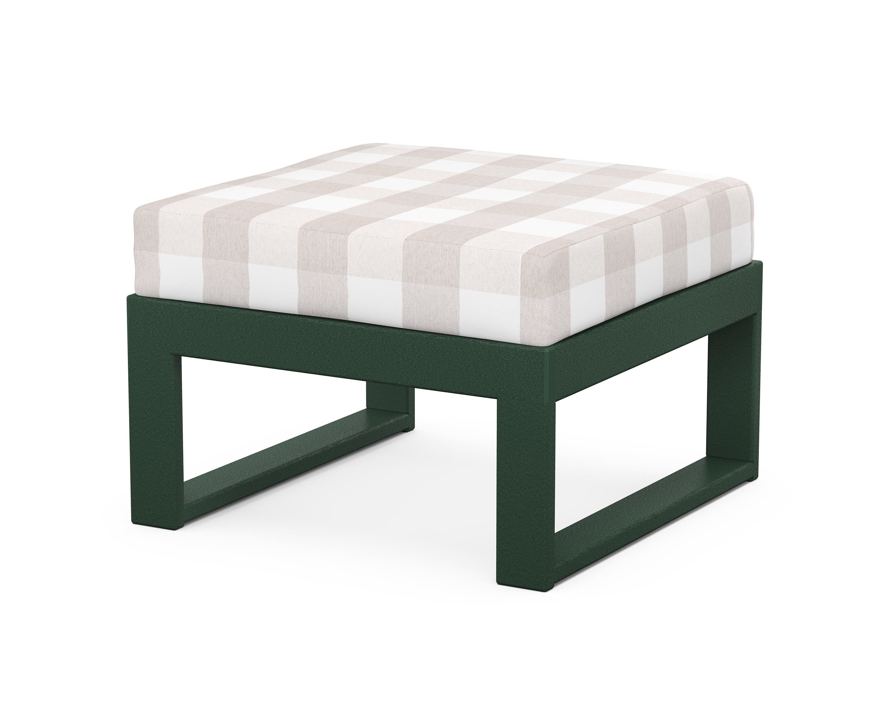 Unbranded Modular Ottoman - Modern in Green / Buffalo Plaid Dune Burlap