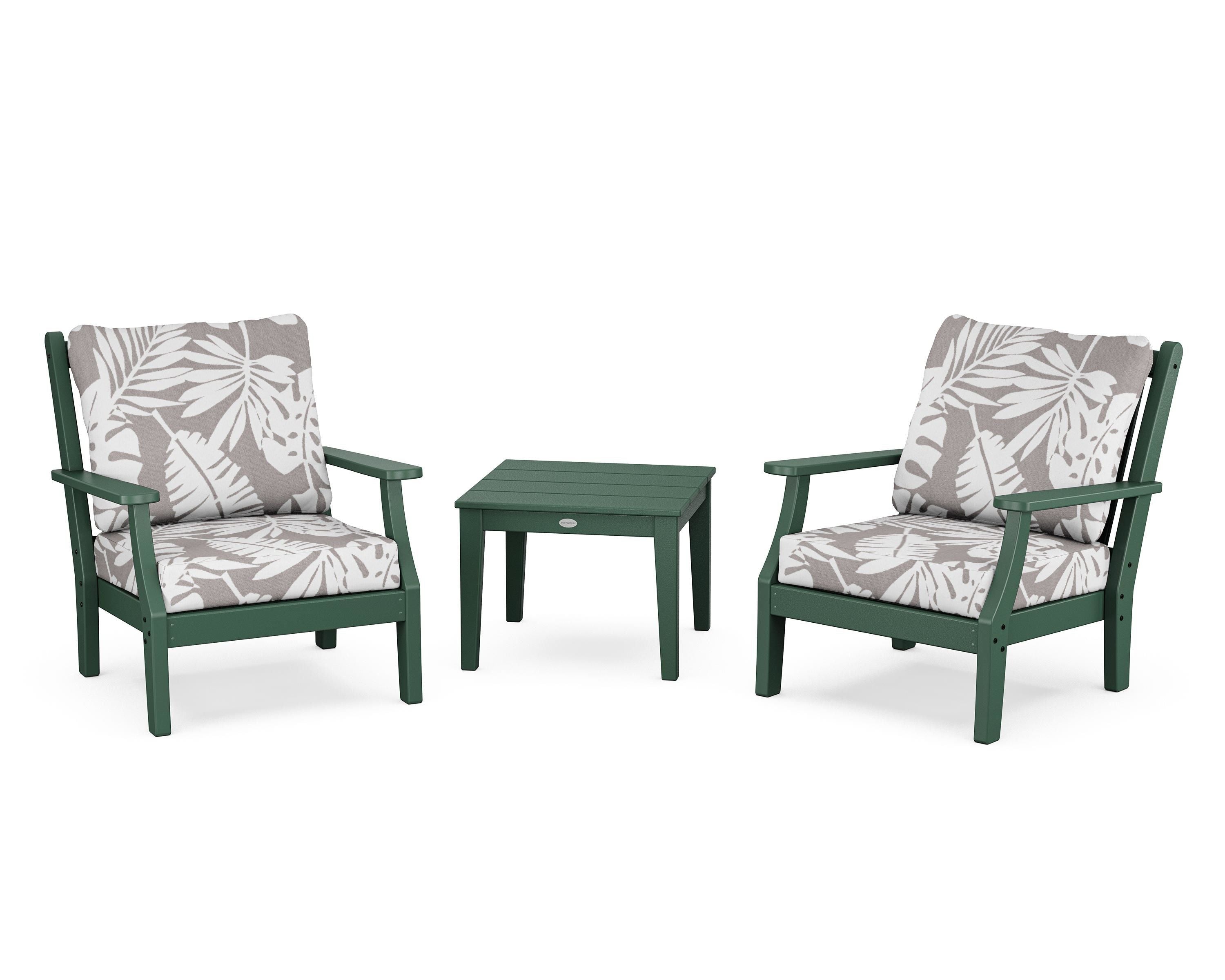 Country Living Wovendale 3-Piece Deep Seating Set in Green / Leaf Grey Mist