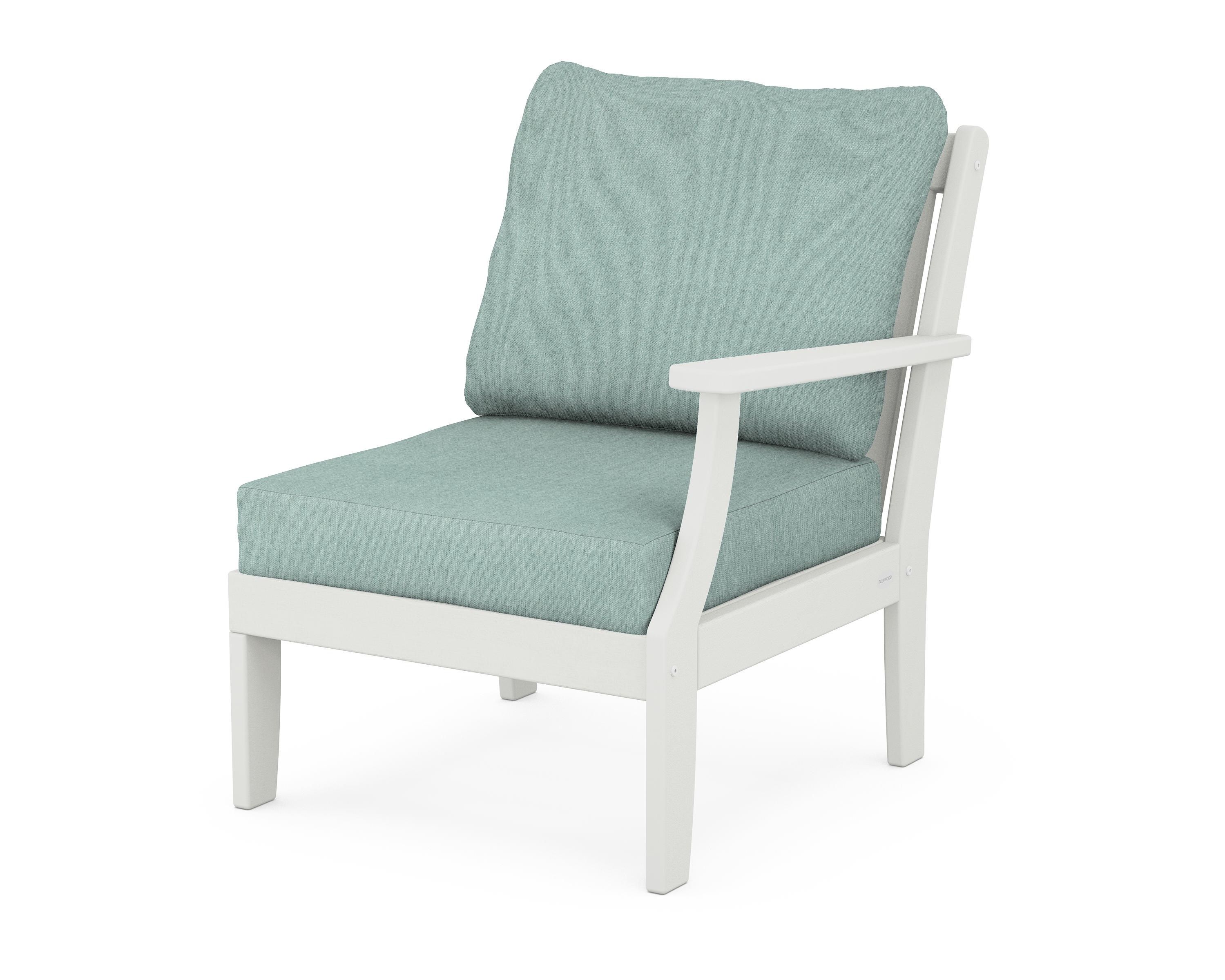 POLYWOOD® Braxton Modular Right Arm Chair in Vintage White / Glacier Spa