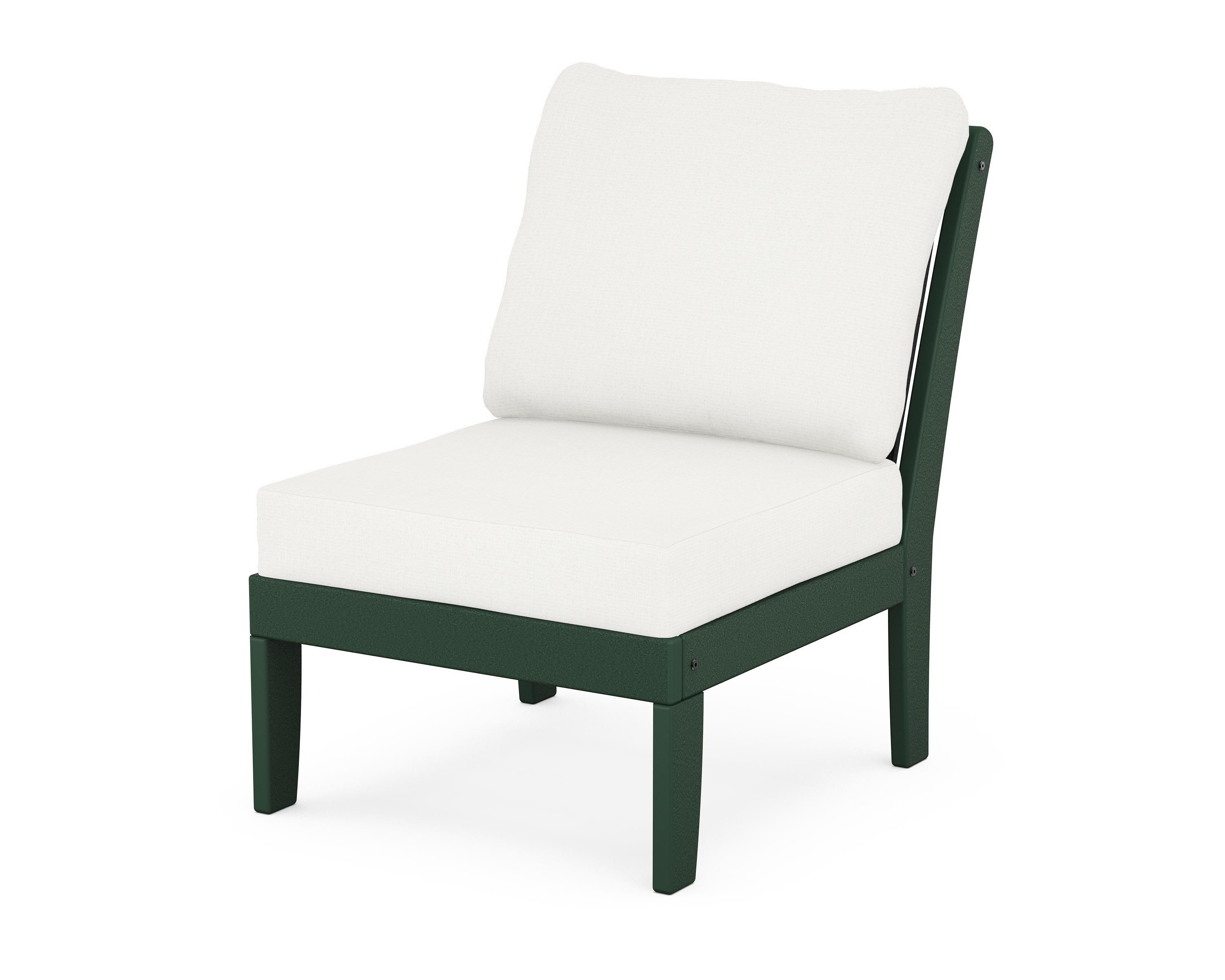 POLYWOOD® Braxton Modular Armless Chair in Green / Natural Linen