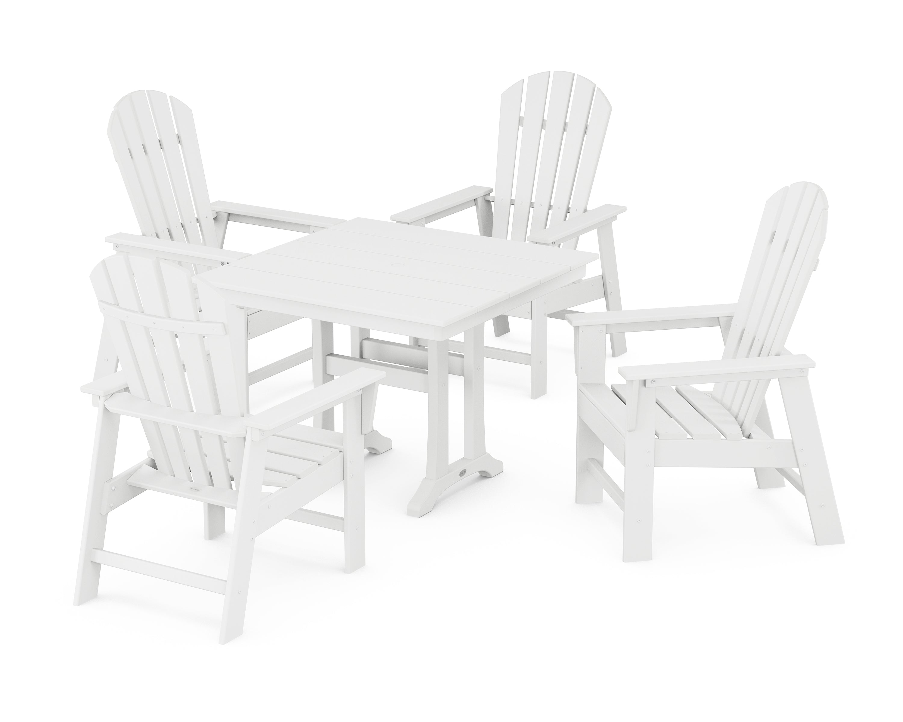 POLYWOOD® South Beach 5-Piece Farmhouse Dining Set With Trestle Legs in White