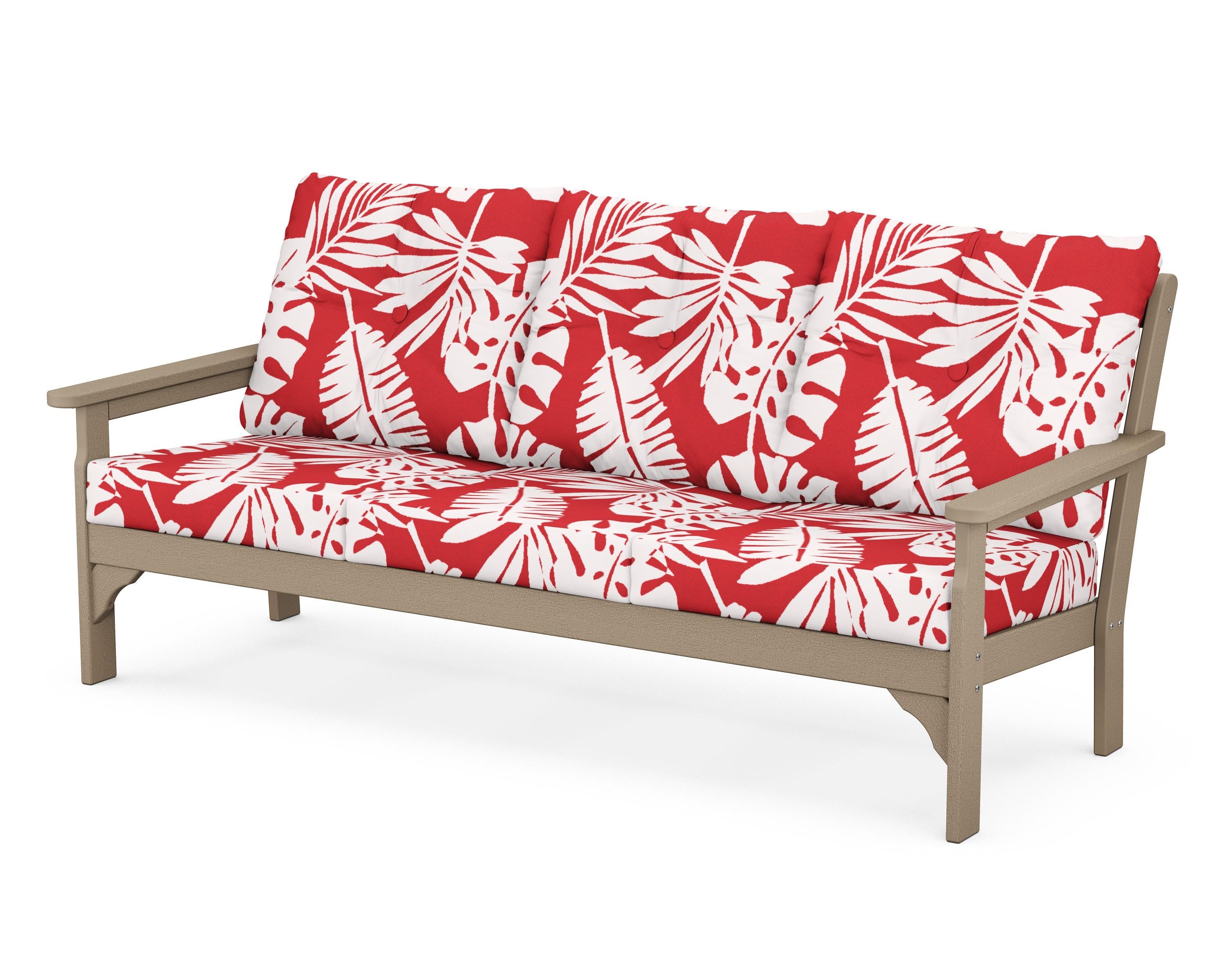 POLYWOOD® Vineyard Deep Seating Sofa in Vintage Sahara / Leaf Crimson