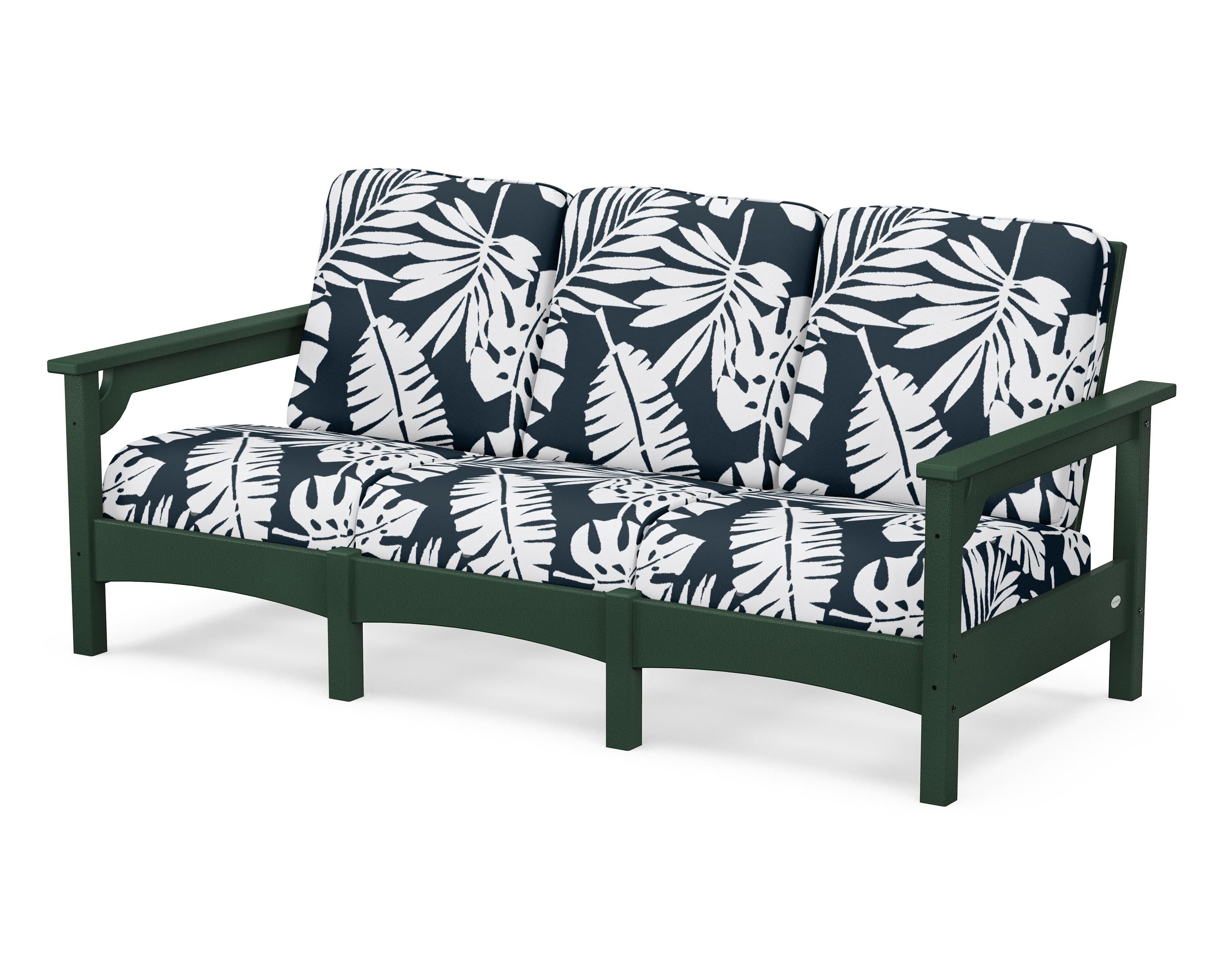 POLYWOOD® Club Sofa in Green / Leaf Marine Indigo