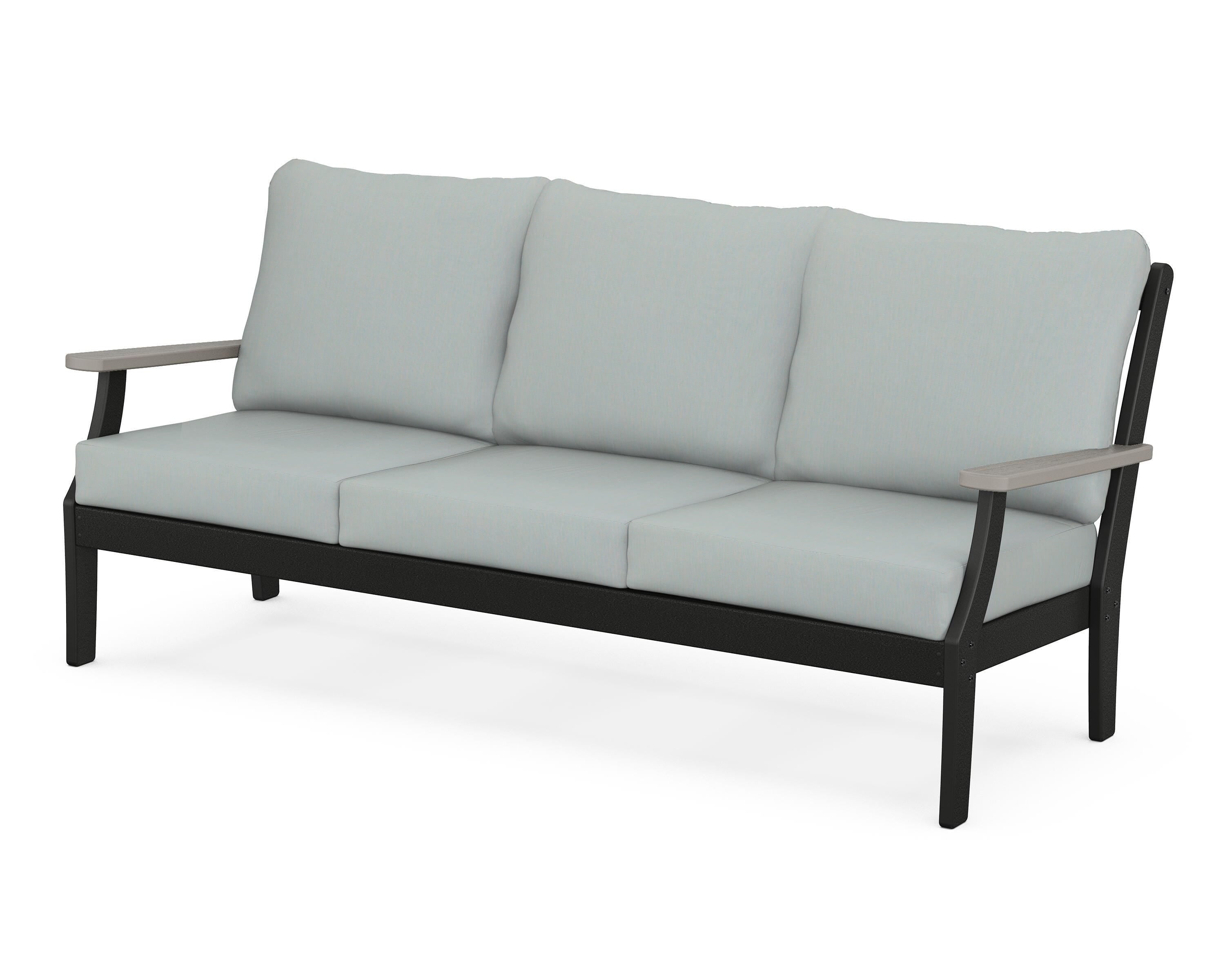 POLYWOOD® Braxton Deep Seating Sofa in Black / Driftwood / Spa