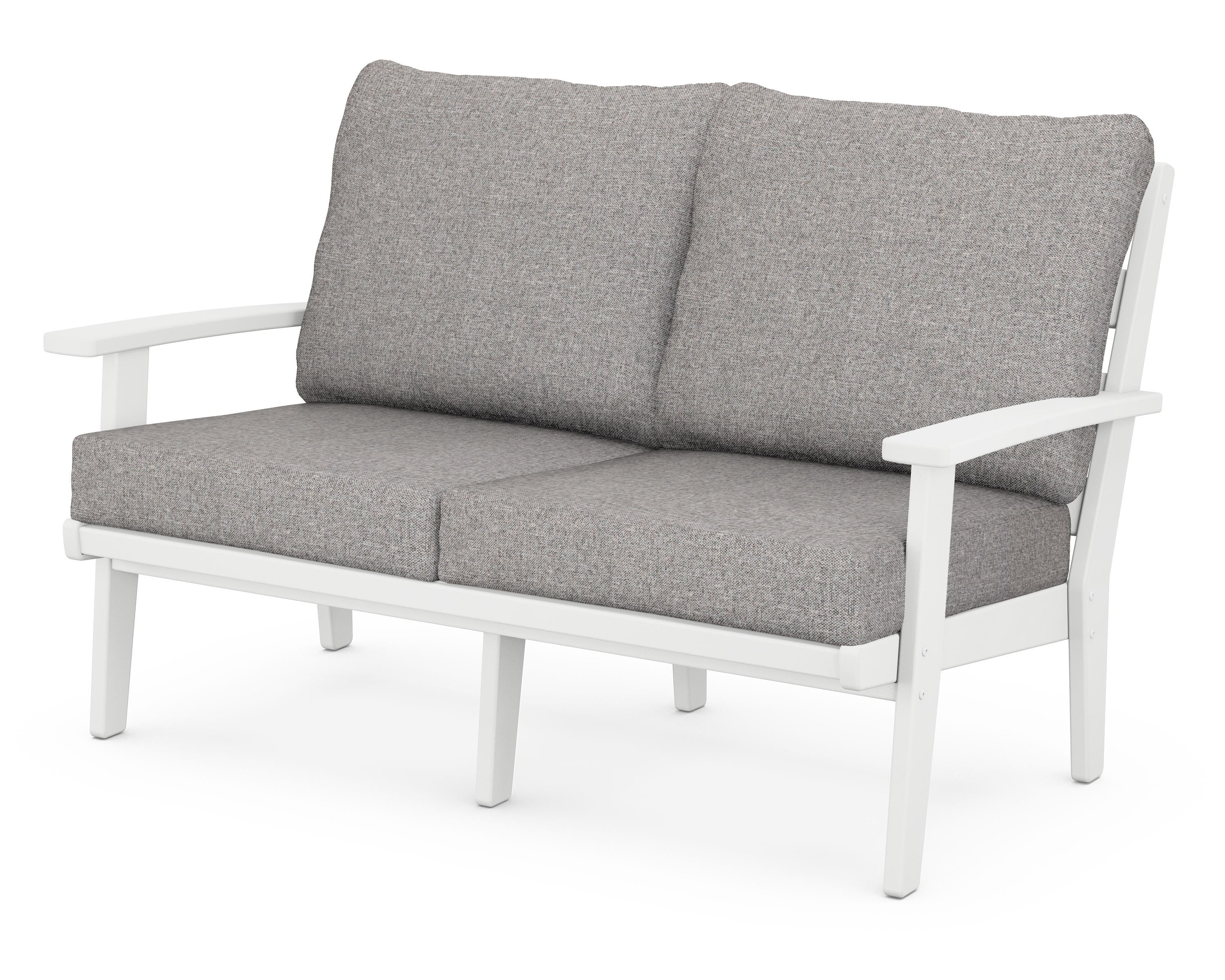 POLYWOOD® Grant Park Deep Seating Loveseat in White / Grey Mist