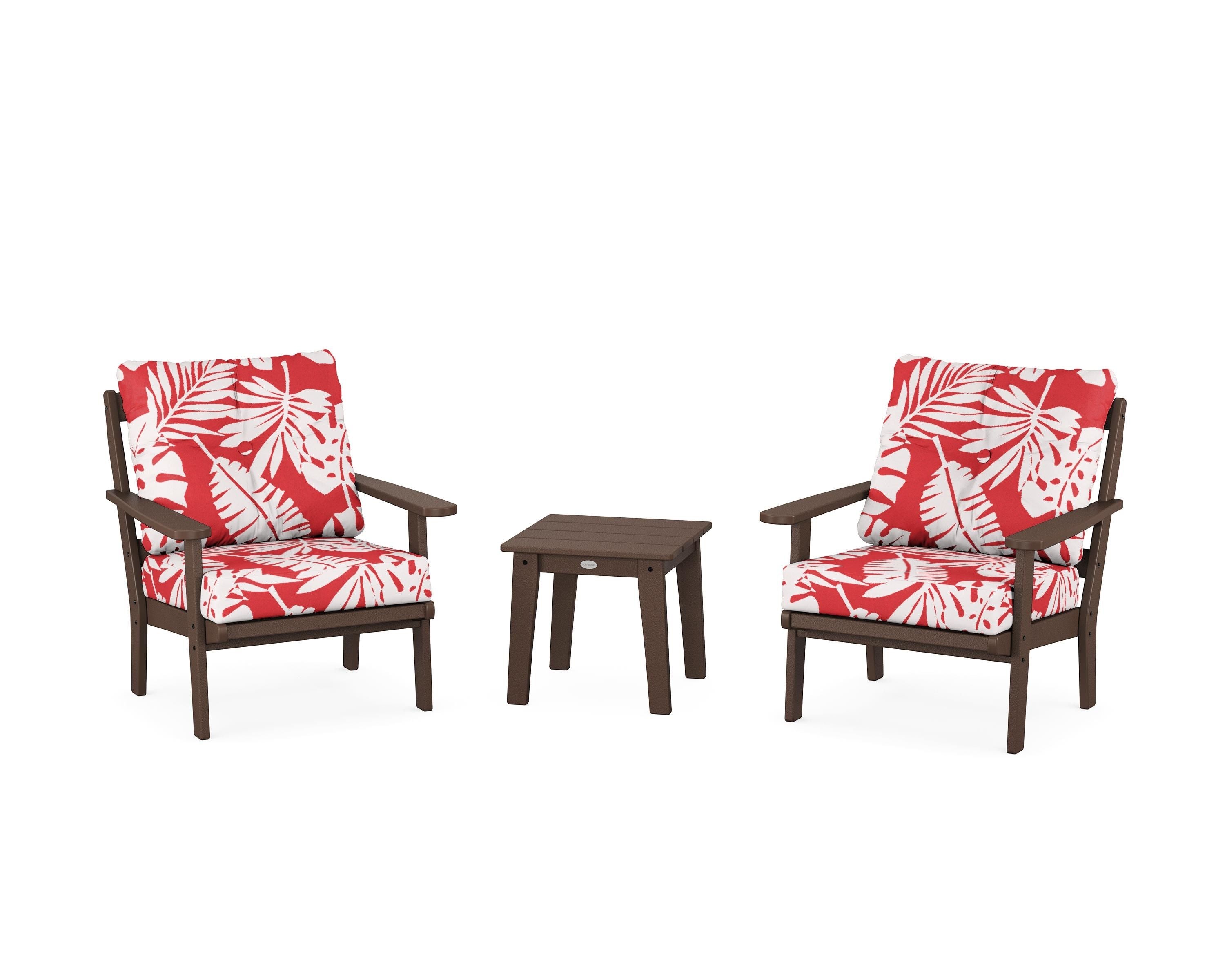 POLYWOOD® Mission 3-Piece Deep Seating Set in Mahogany / Leaf Crimson