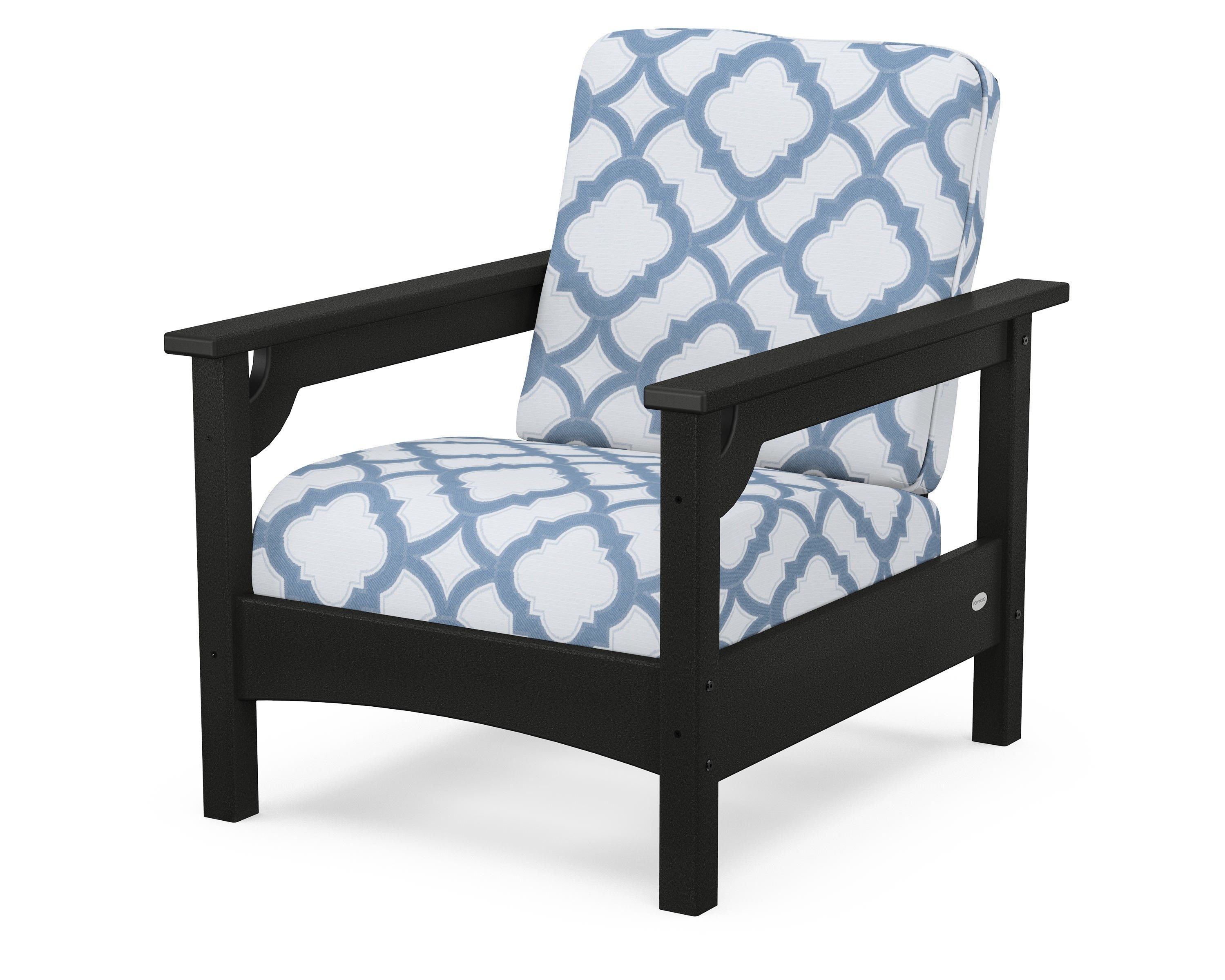 POLYWOOD® Club Chair in Black / Trellis Sky Blue