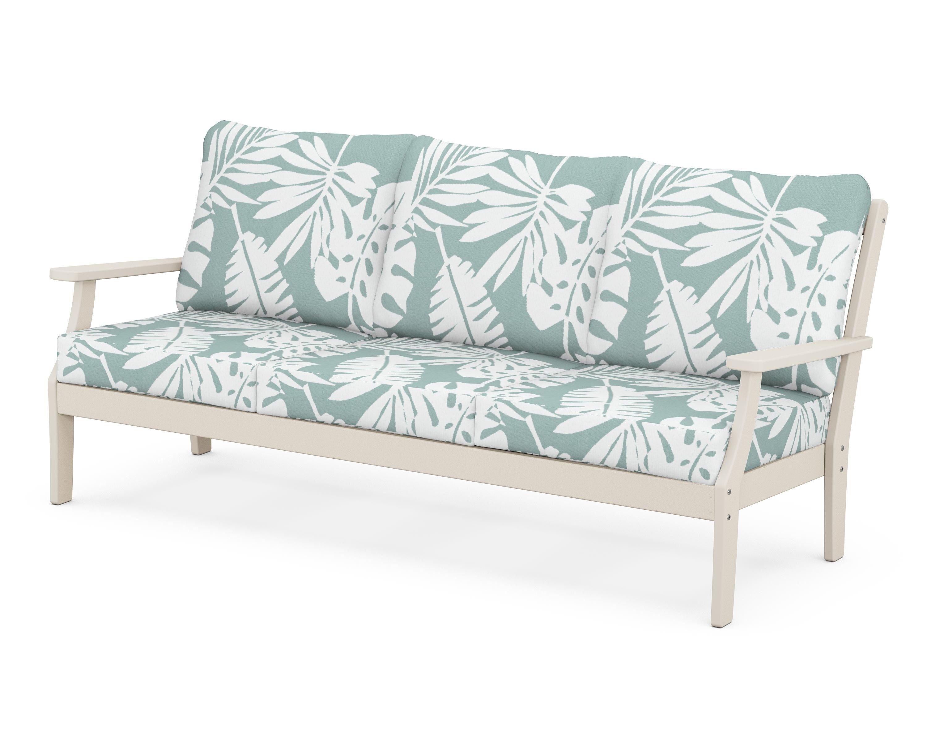 POLYWOOD® Braxton Deep Seating Sofa in Sand / Leaf Glacier Spa