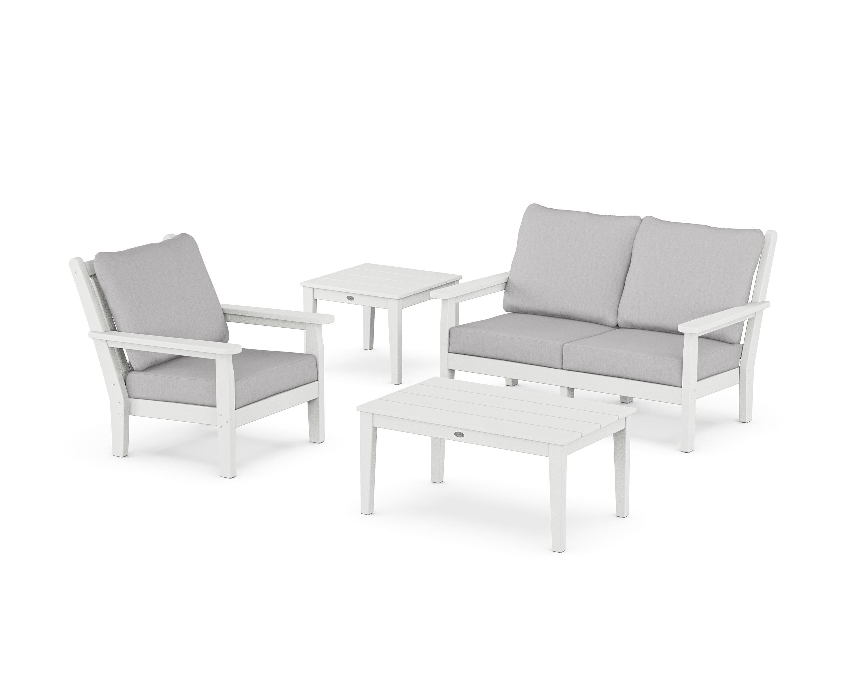 POLYWOOD® Chippendale 4-Piece Deep Seating Set in White / Granite