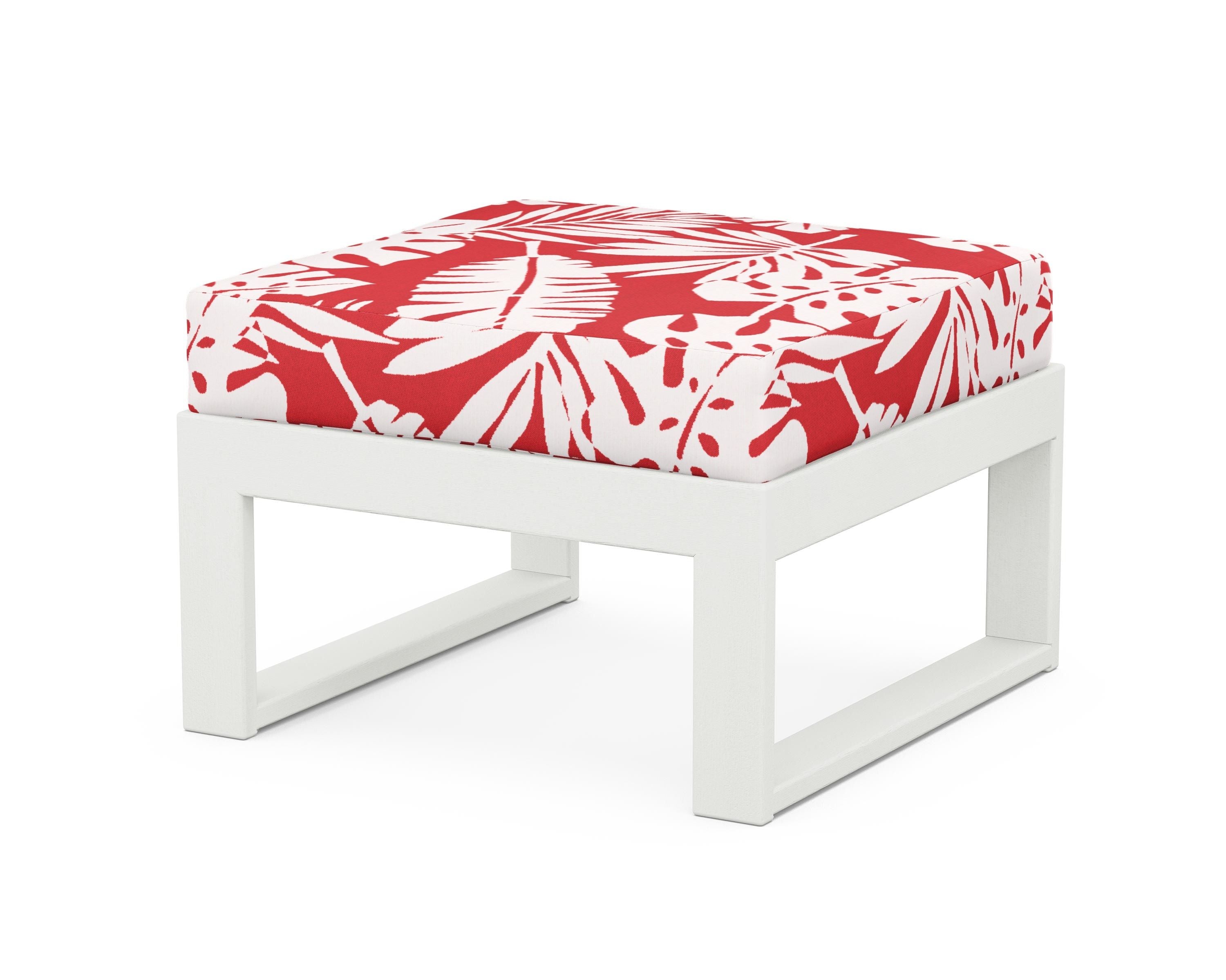 Unbranded Modular Ottoman - Modern in Vintage White / Leaf Crimson