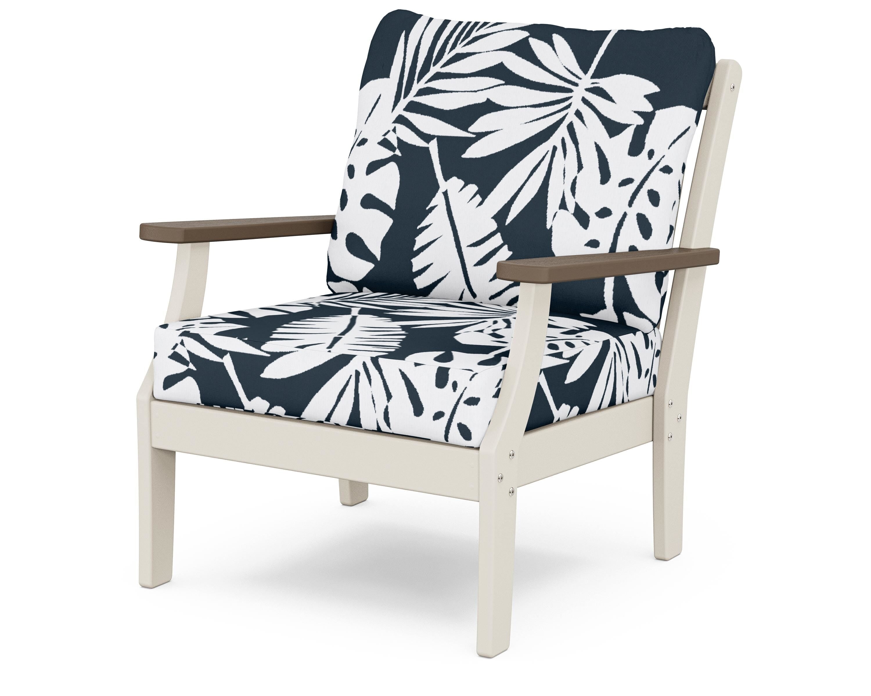 POLYWOOD® Braxton Deep Seating Chair in Sand / Kona / Leaf Marine Indigo