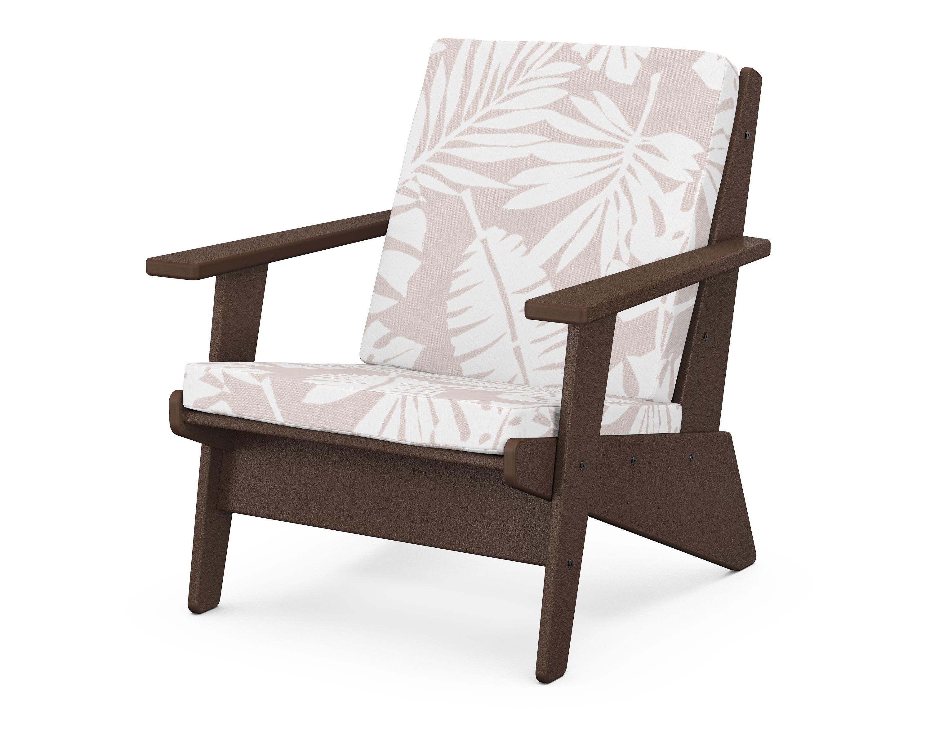 POLYWOOD® Riviera Modern Lounge Chair in Mahogany / Leaf Dune Burlap